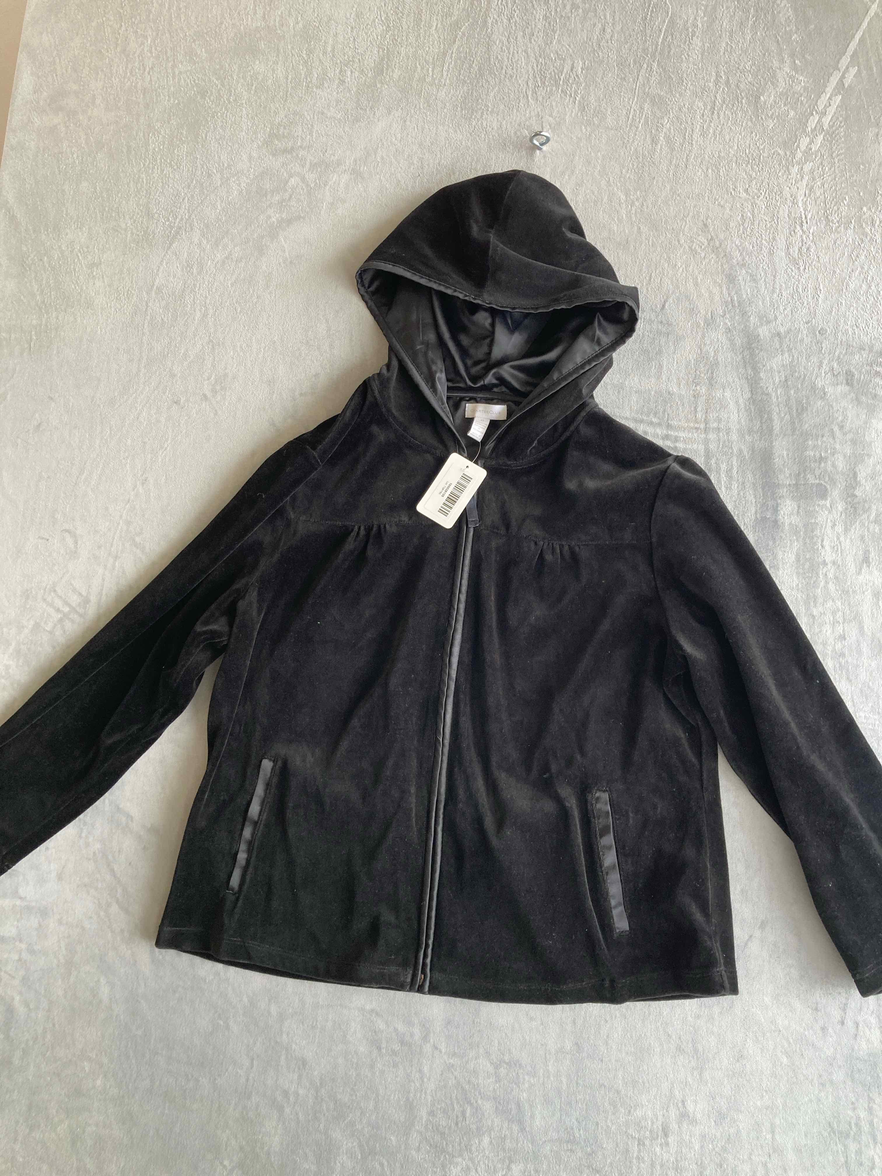 Charter Club Black Hooded Jacket XL