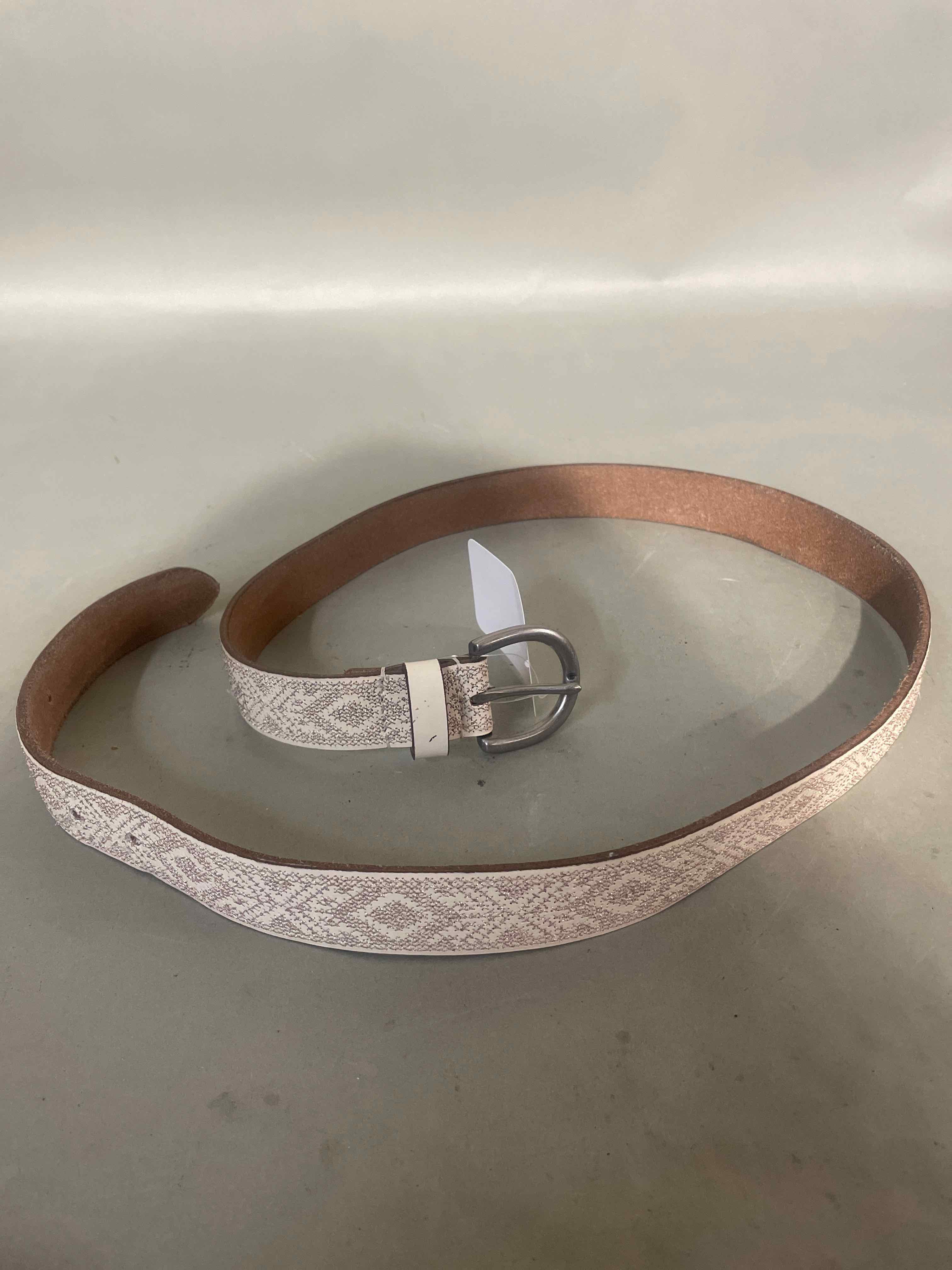 White Patterned Belt