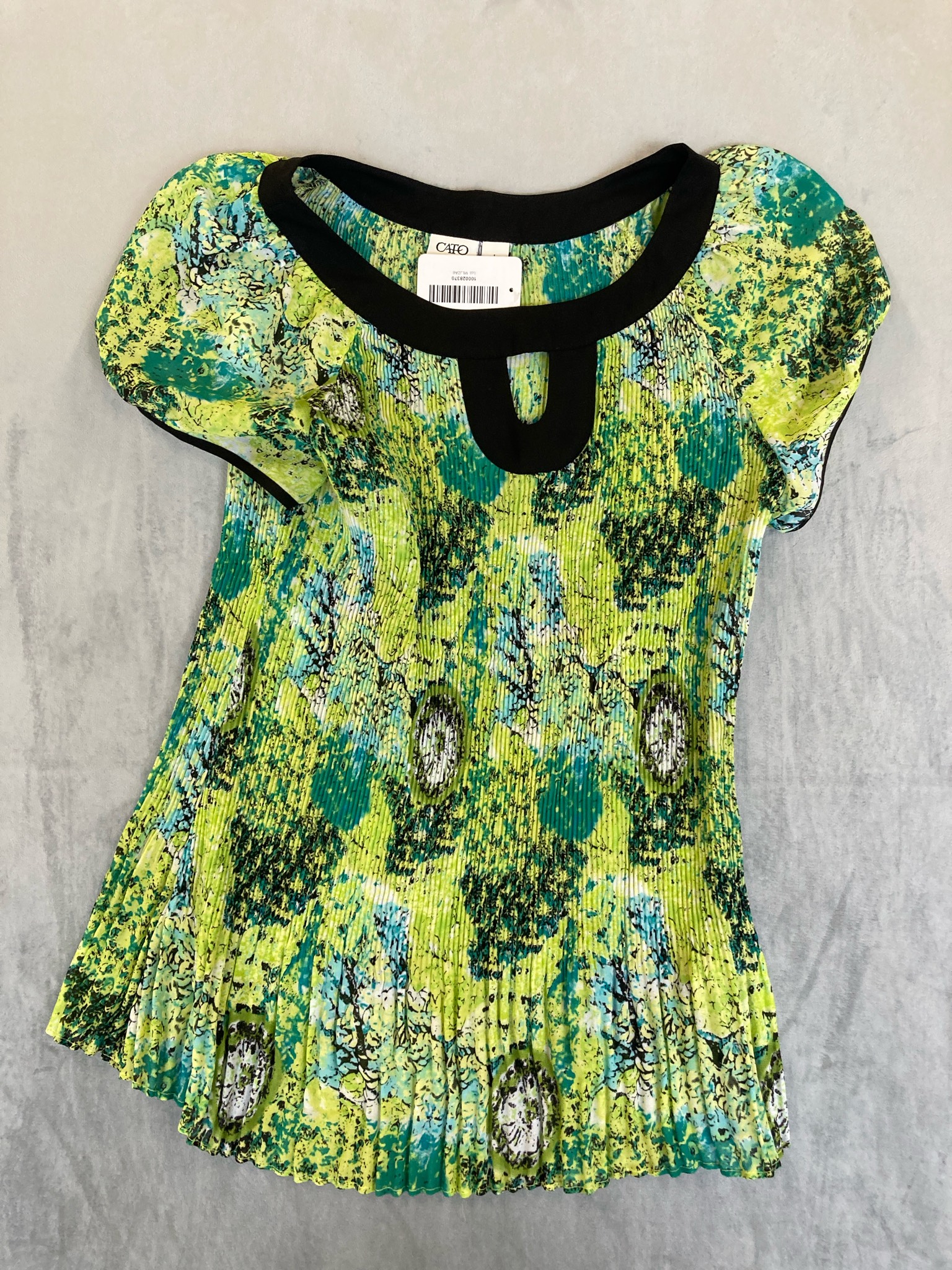 CATO Green Blue Pleated Blouse Size L