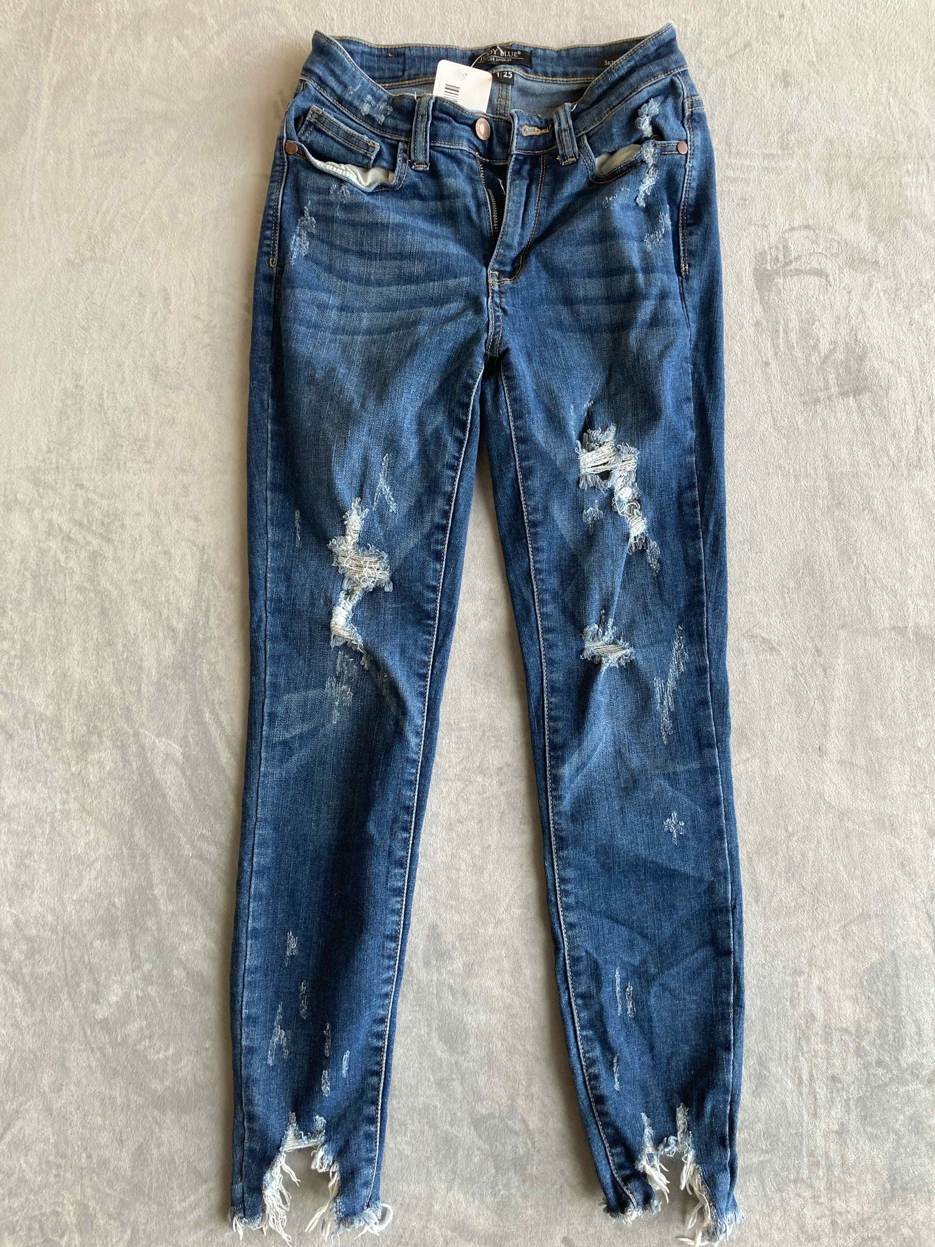 Judy Blue Blue Distressed Skinny Jeans 125