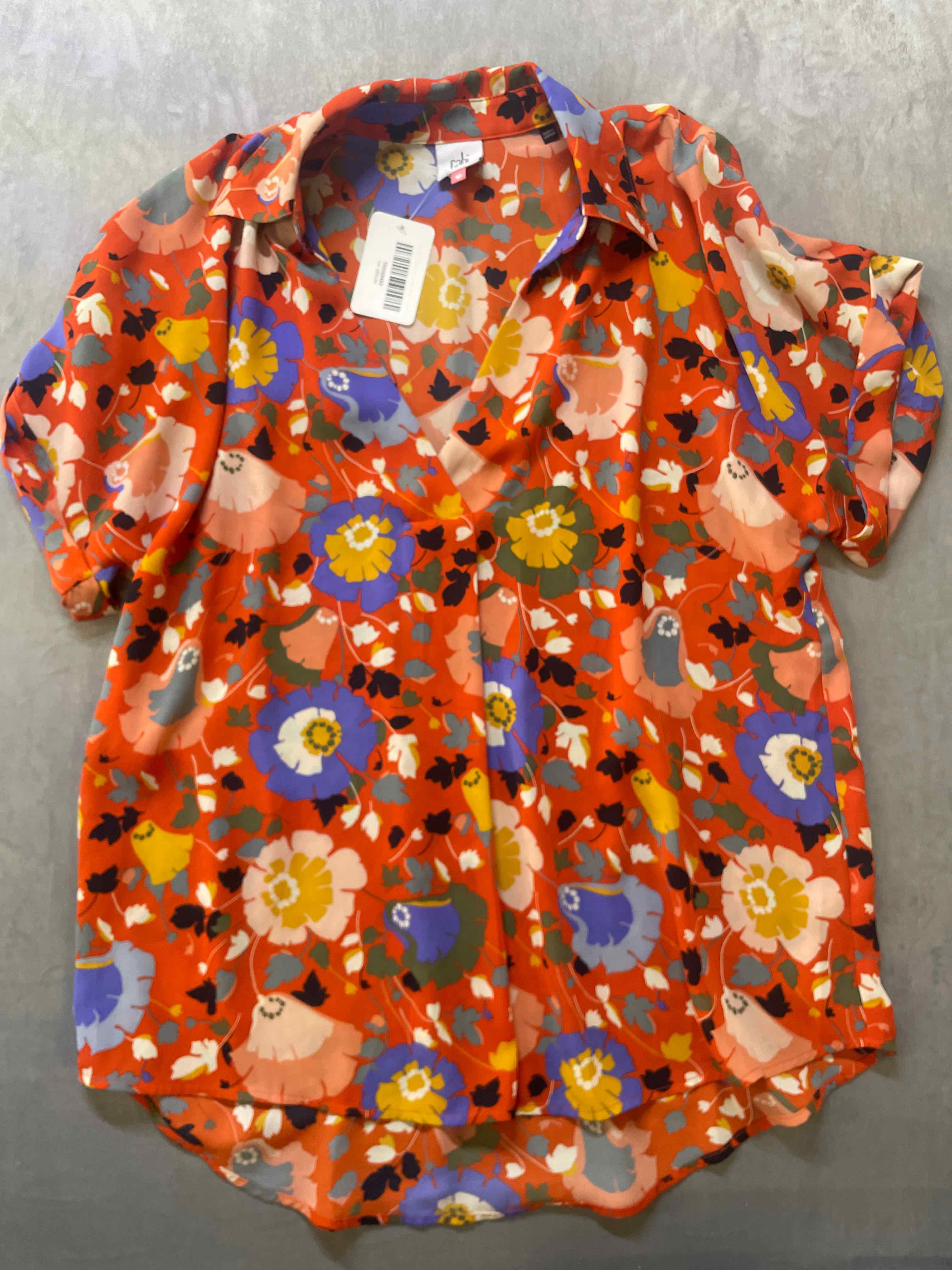 cabi Colorful Floral 100% Polyester Button-Up Shirt M