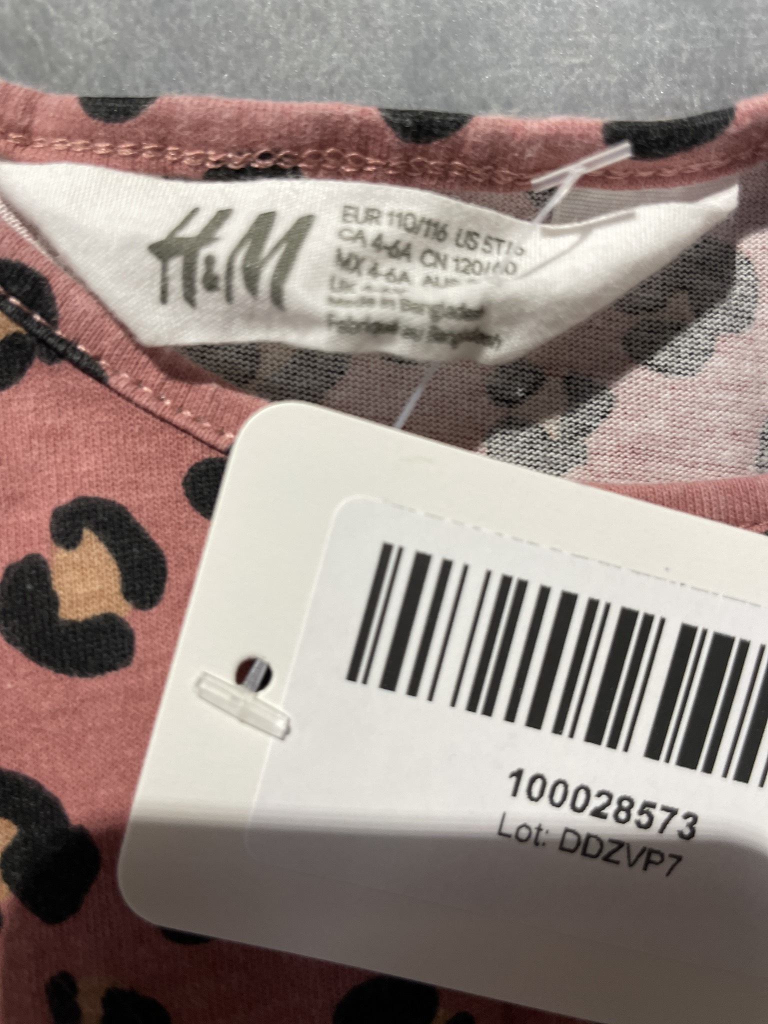 H&M Pink Leopard Print Dress Size 5T