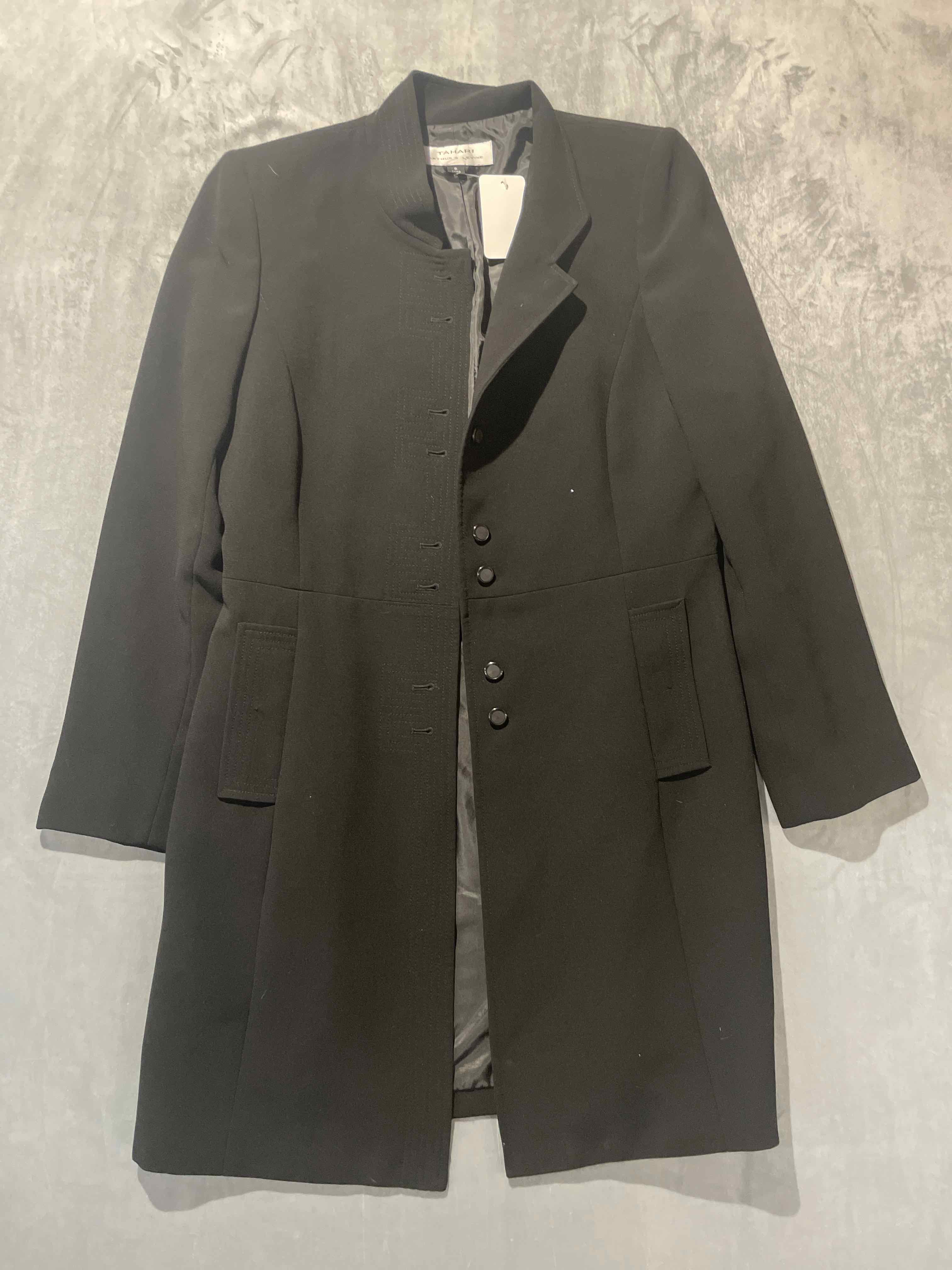 Tahari Black Structured Coat Size 8