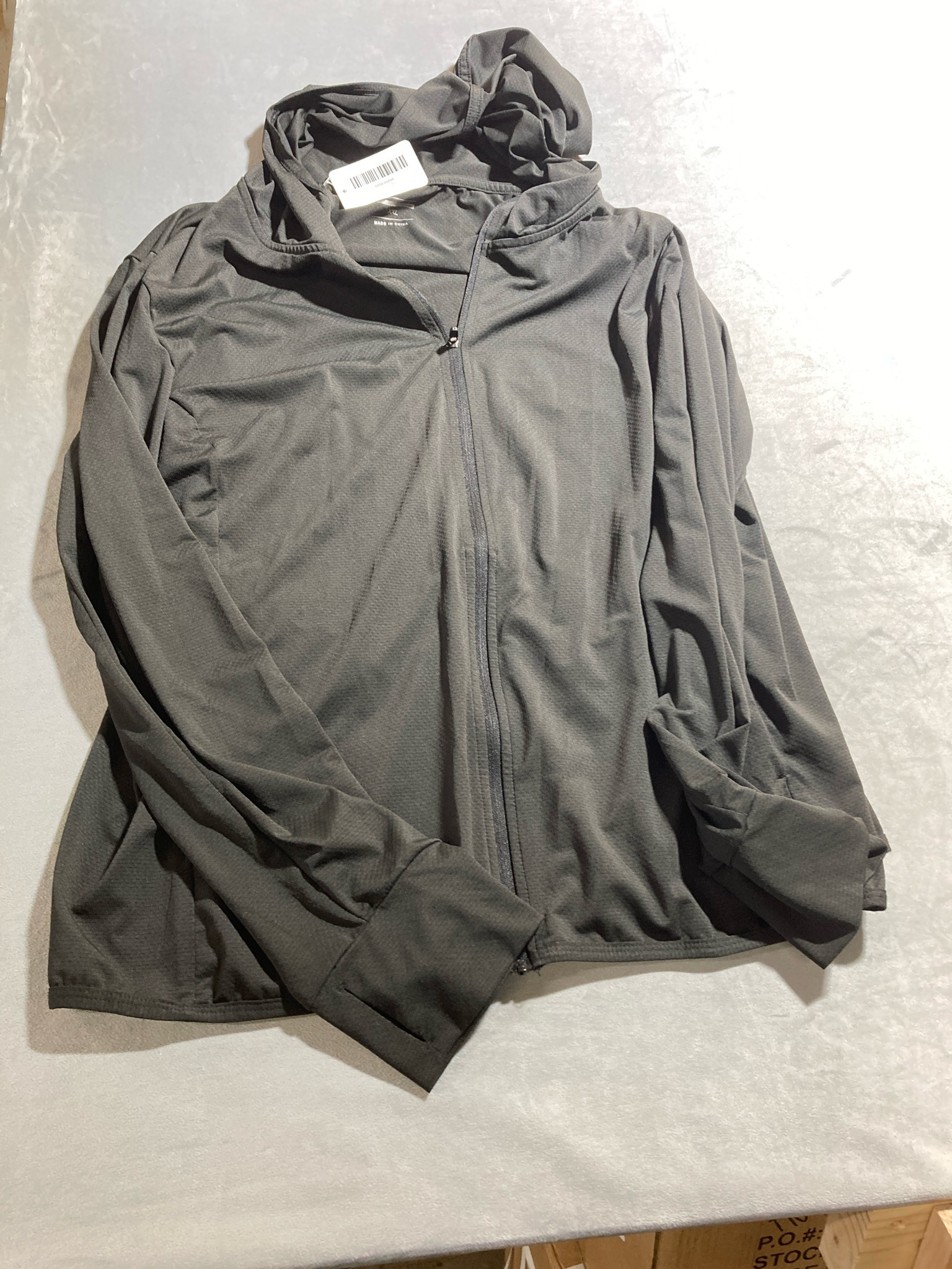 Charcoal Synthetic Knit Hooded Jacket Size XXL
