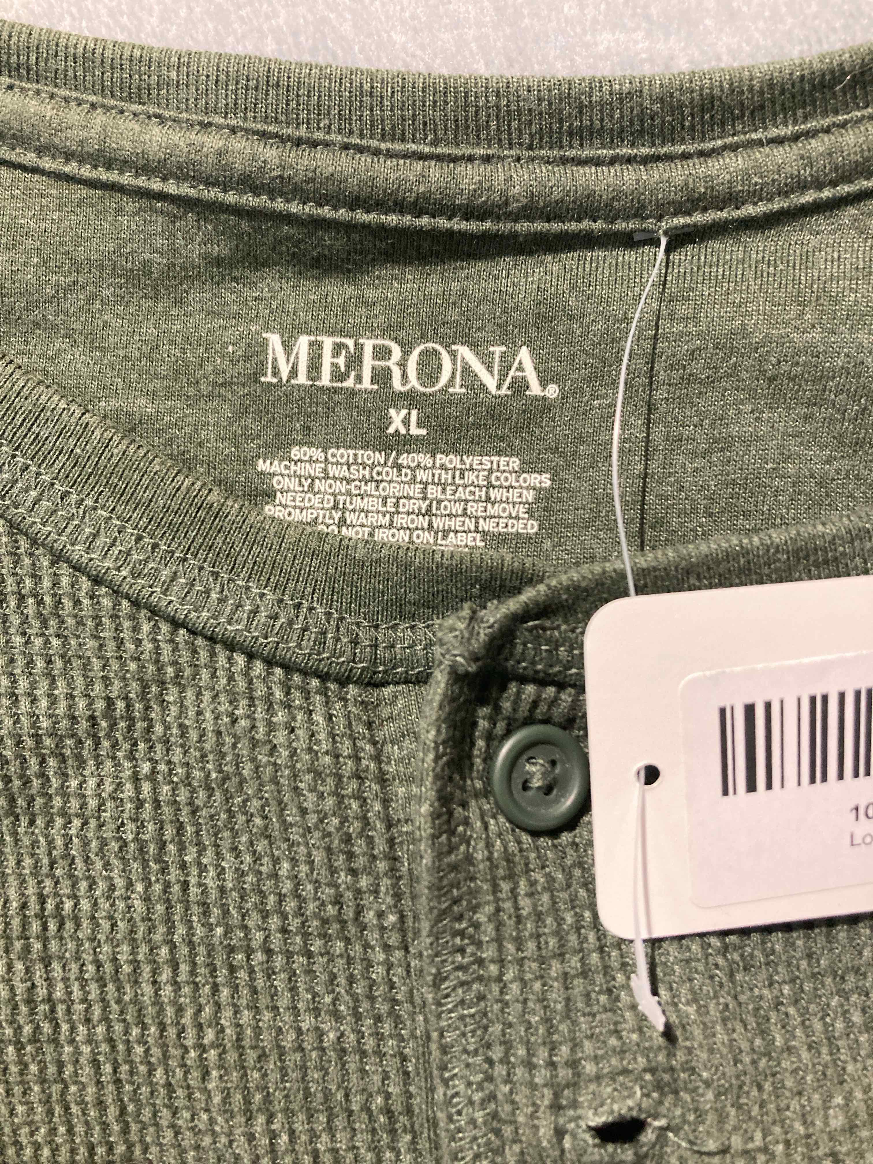MERONA Green Ribbed Long Sleeve Shirt Size XL