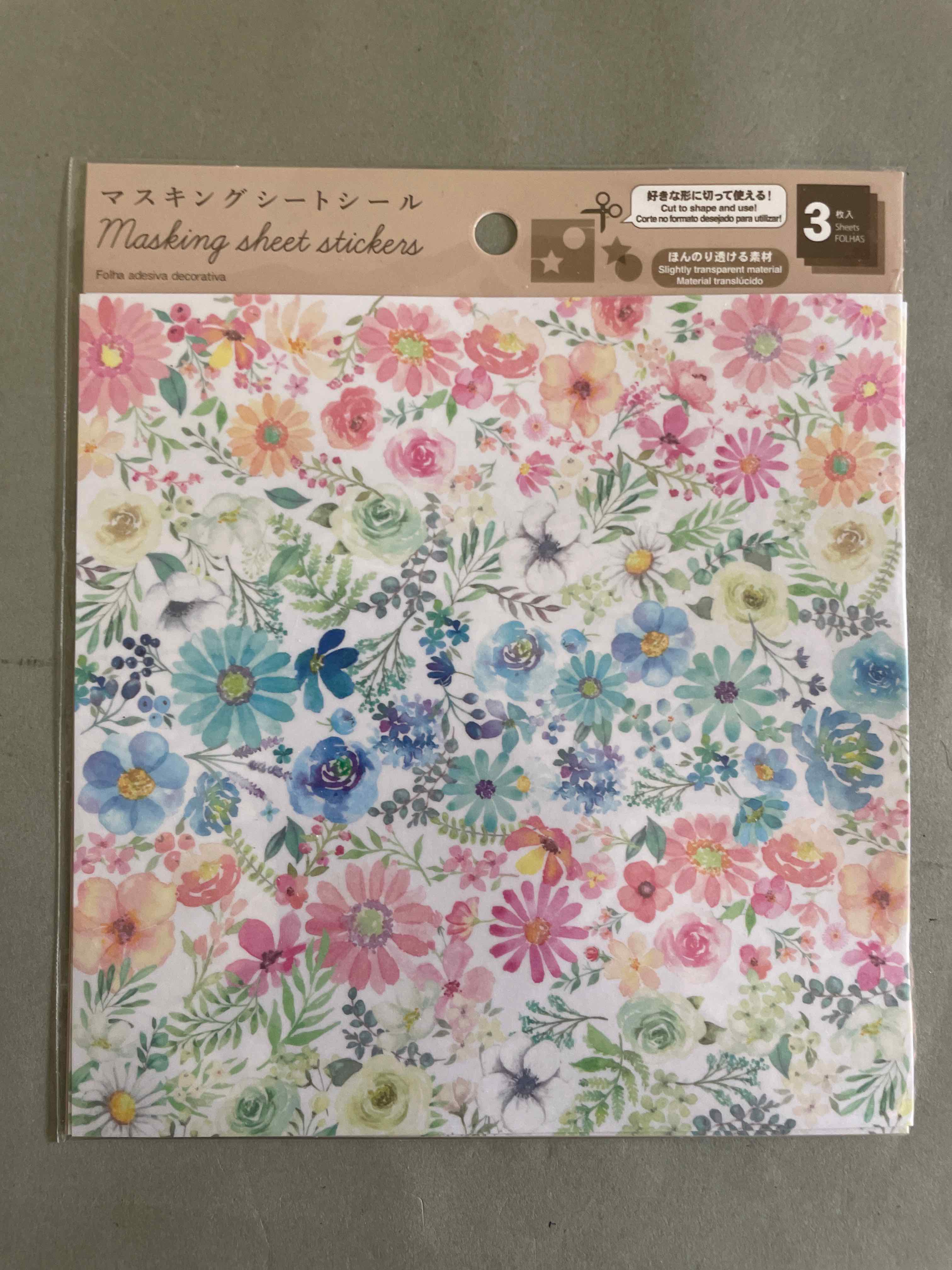 Multicolor Floral Masking Sheet Stickers