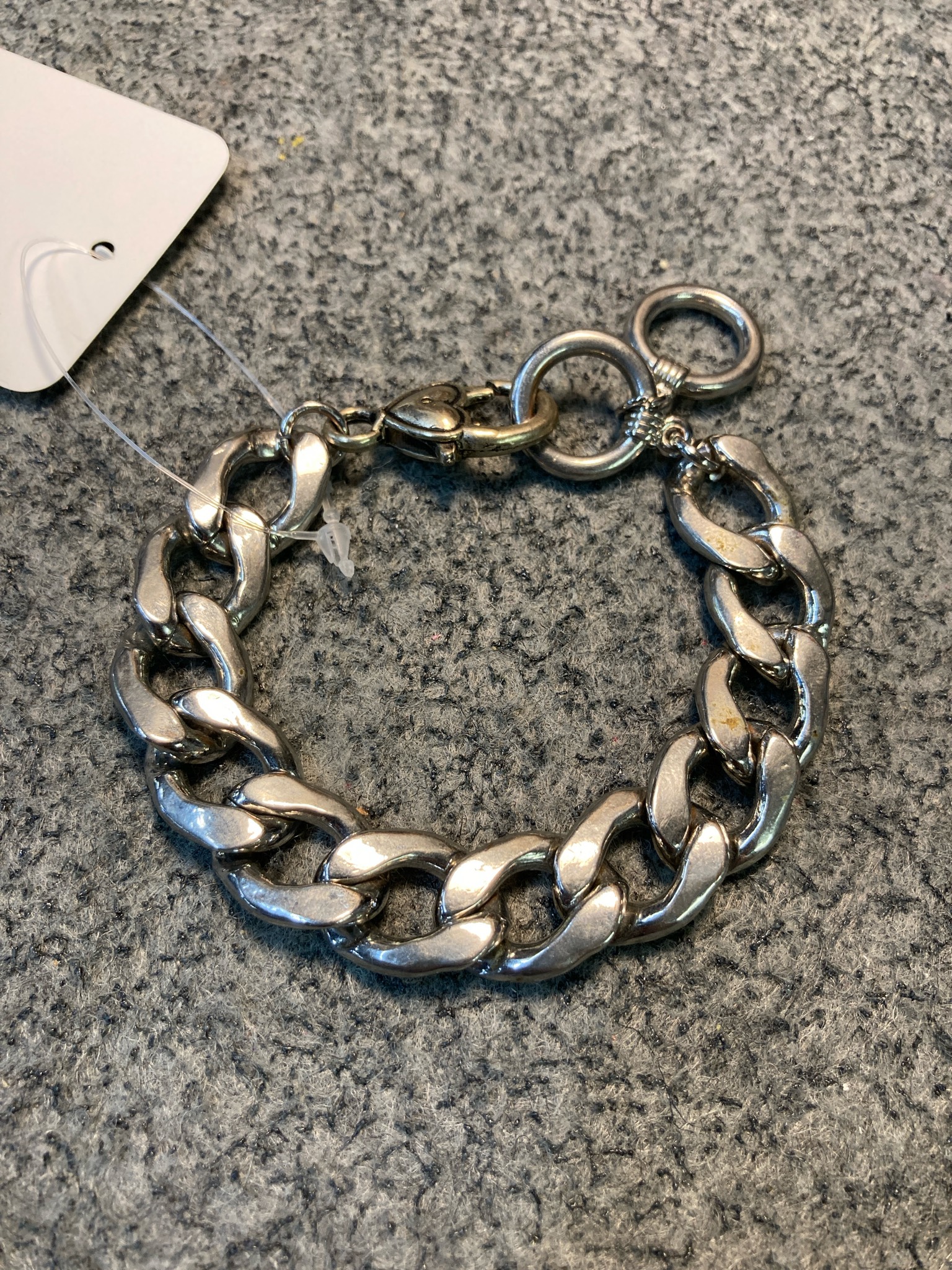 Silver Tone Chunky Curb Bracelet