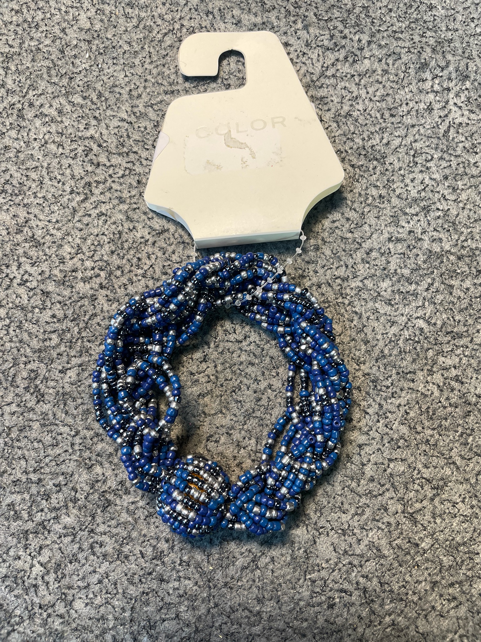 Blue Silver Beaded Bracelet