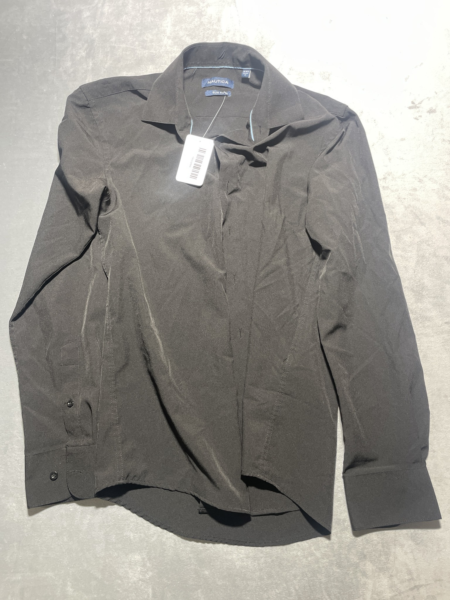 Nautica Black Slim Fit Long Sleeve Dress Shirt Size S