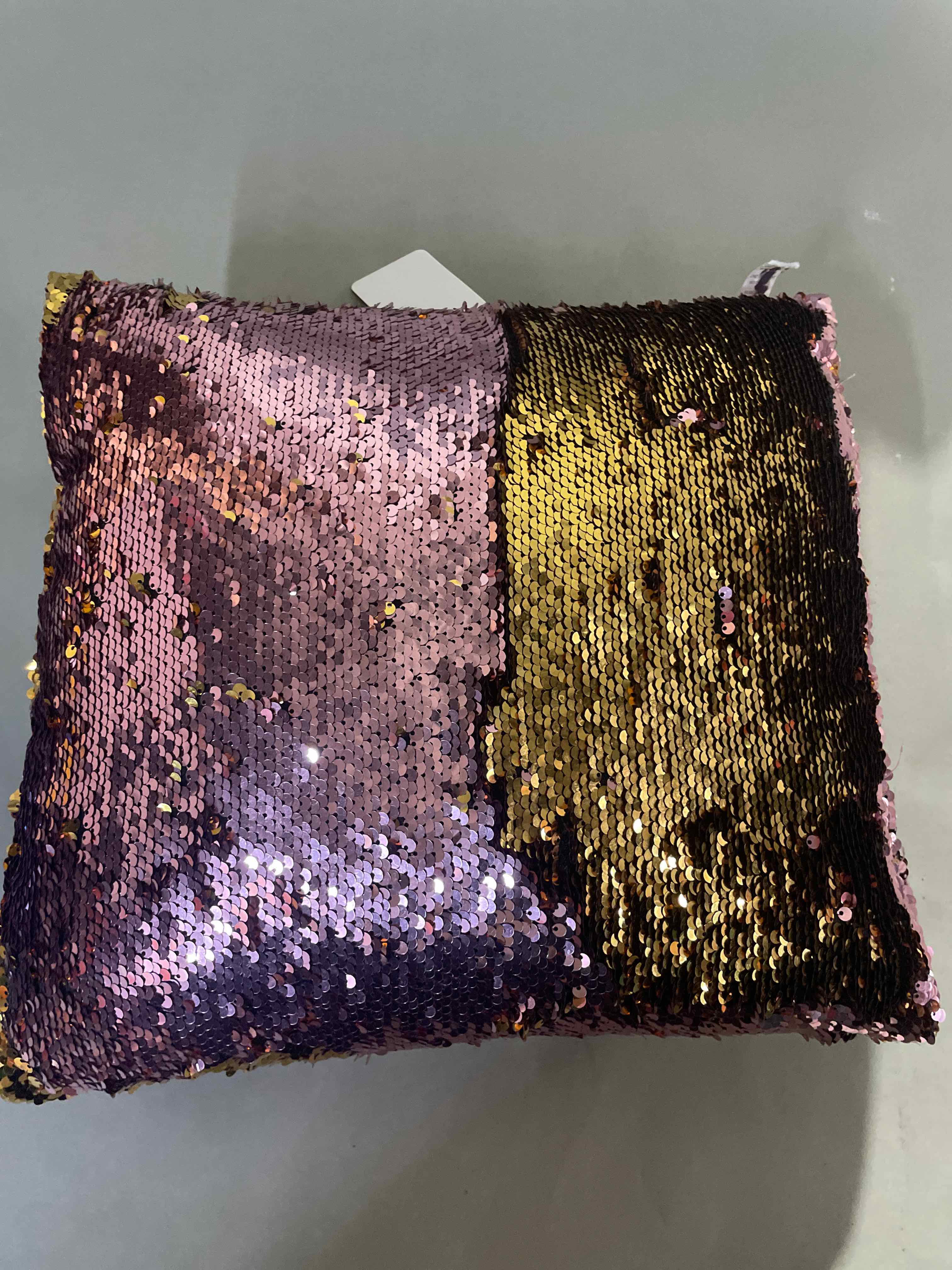 Pink Gold Purple Sequined Decorative Pillow