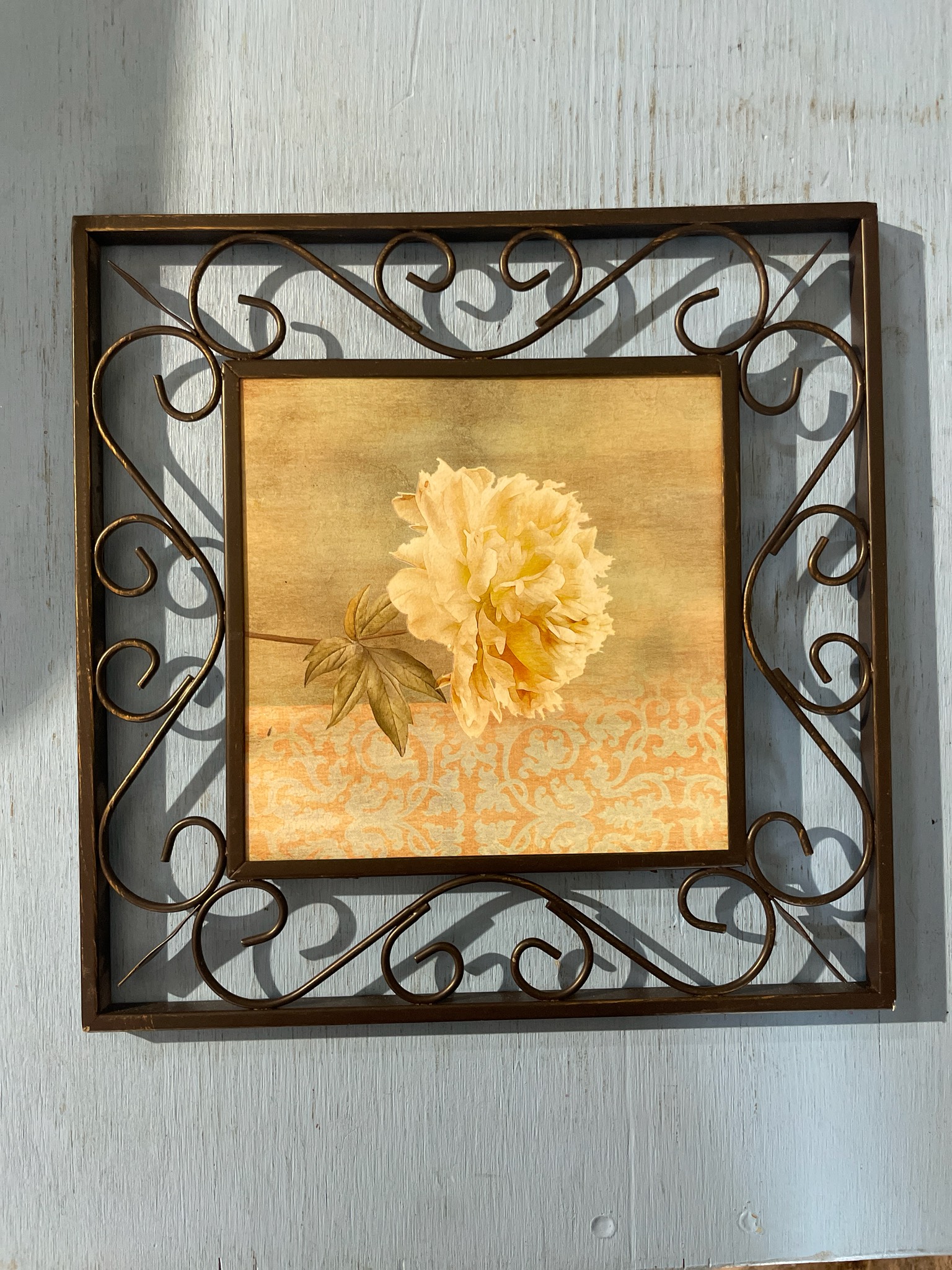 Yellow Gold Brown Floral Frame