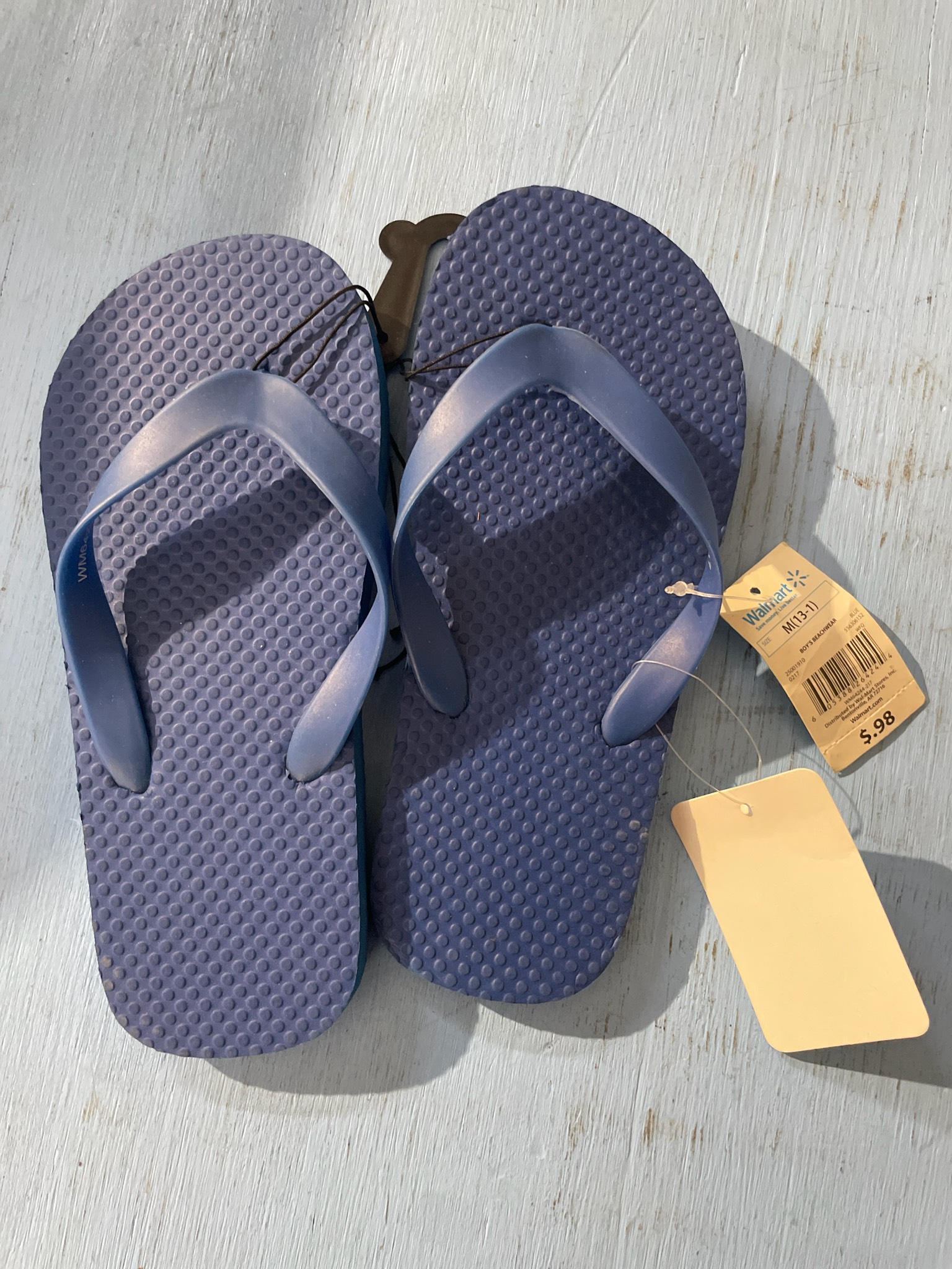 Blue flip flops 