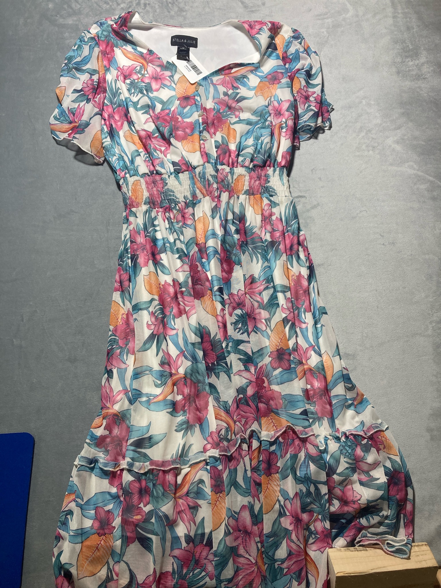 Stella & Julie Multicolor Floral Tiered Dress Size 12