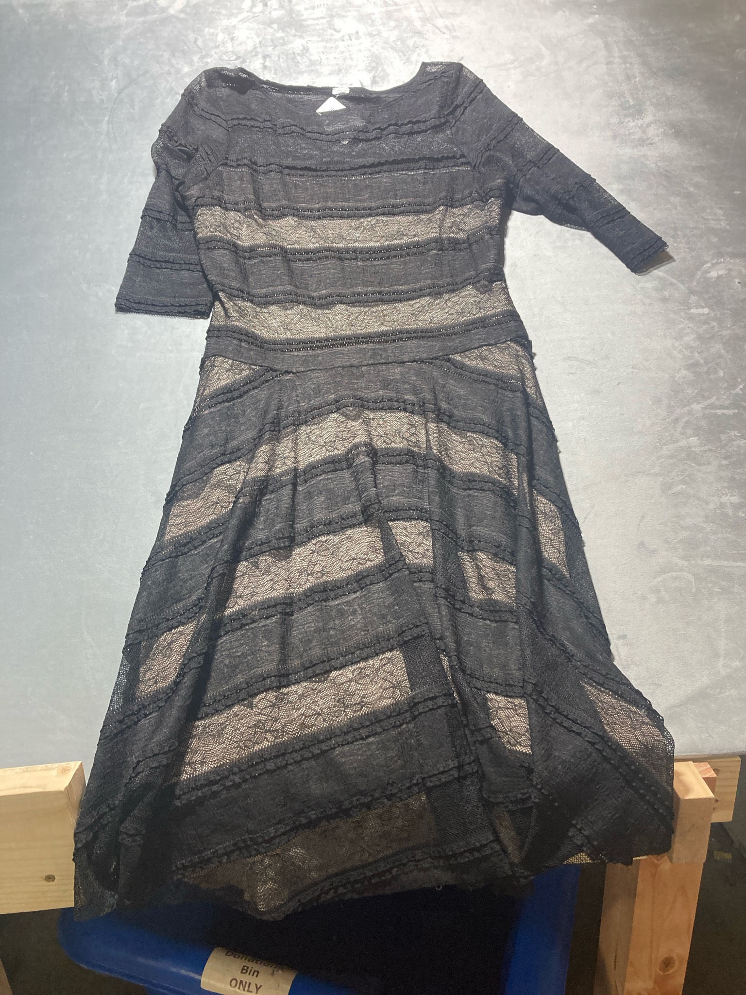 Black Striped Lace Dress