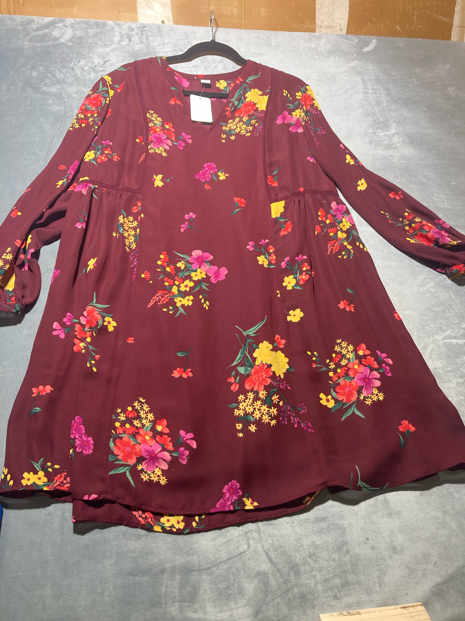Old Navy Burgundy Floral Long Sleeve Dress Size L