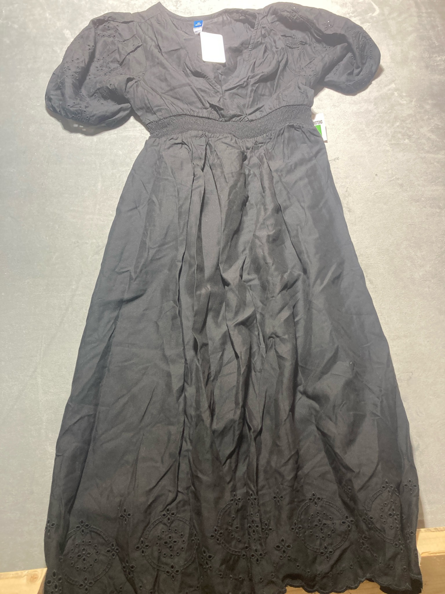 Old Navy Black Embroidered Flowy Dress Size XS PETITE