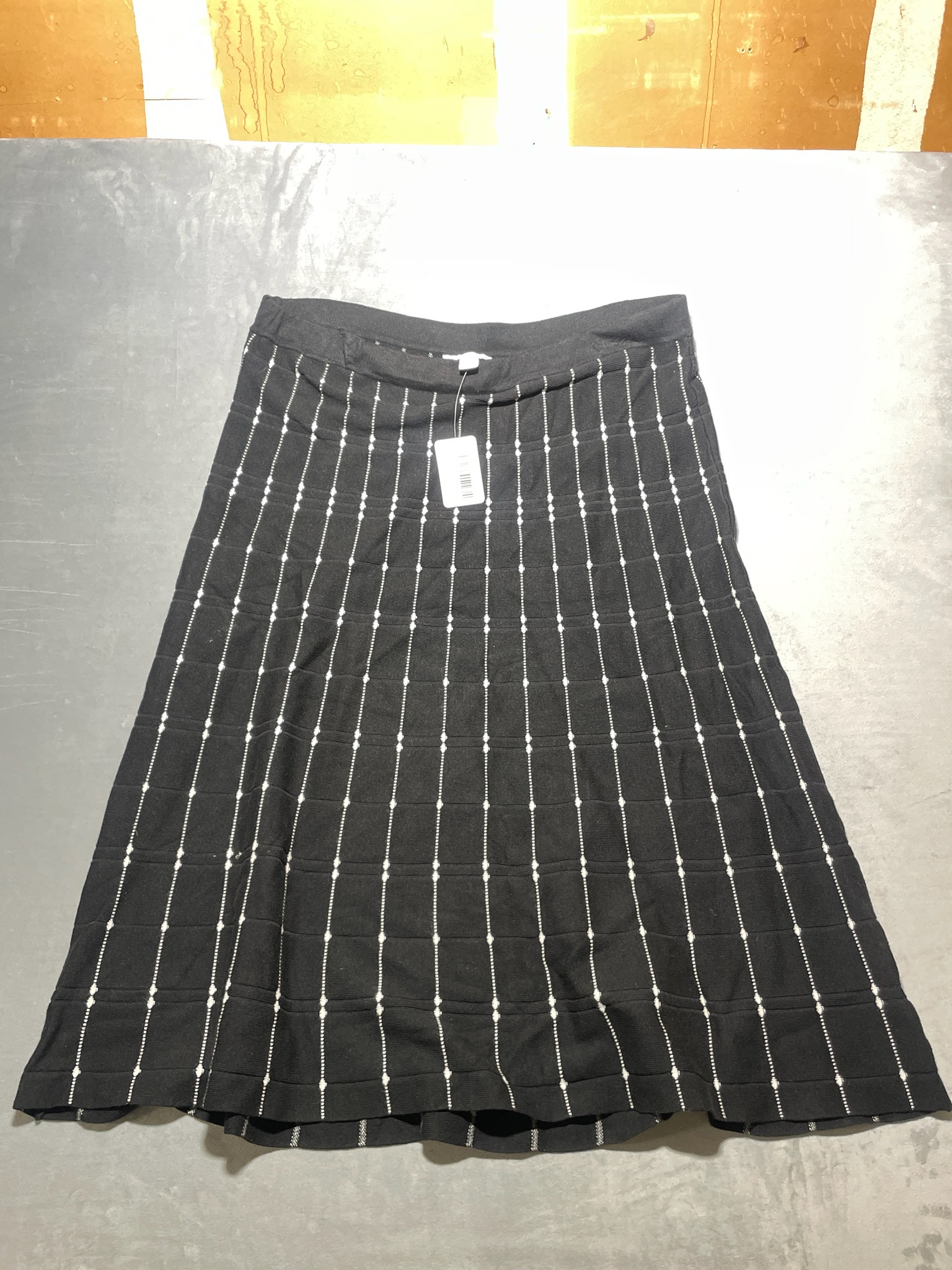 Coldwater Creek Black Grid Pattern Skirt Size XL