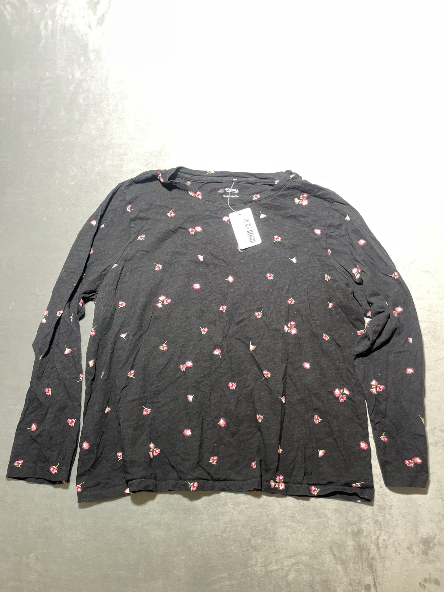 SONOMA Black Floral Long Sleeve T-Shirt