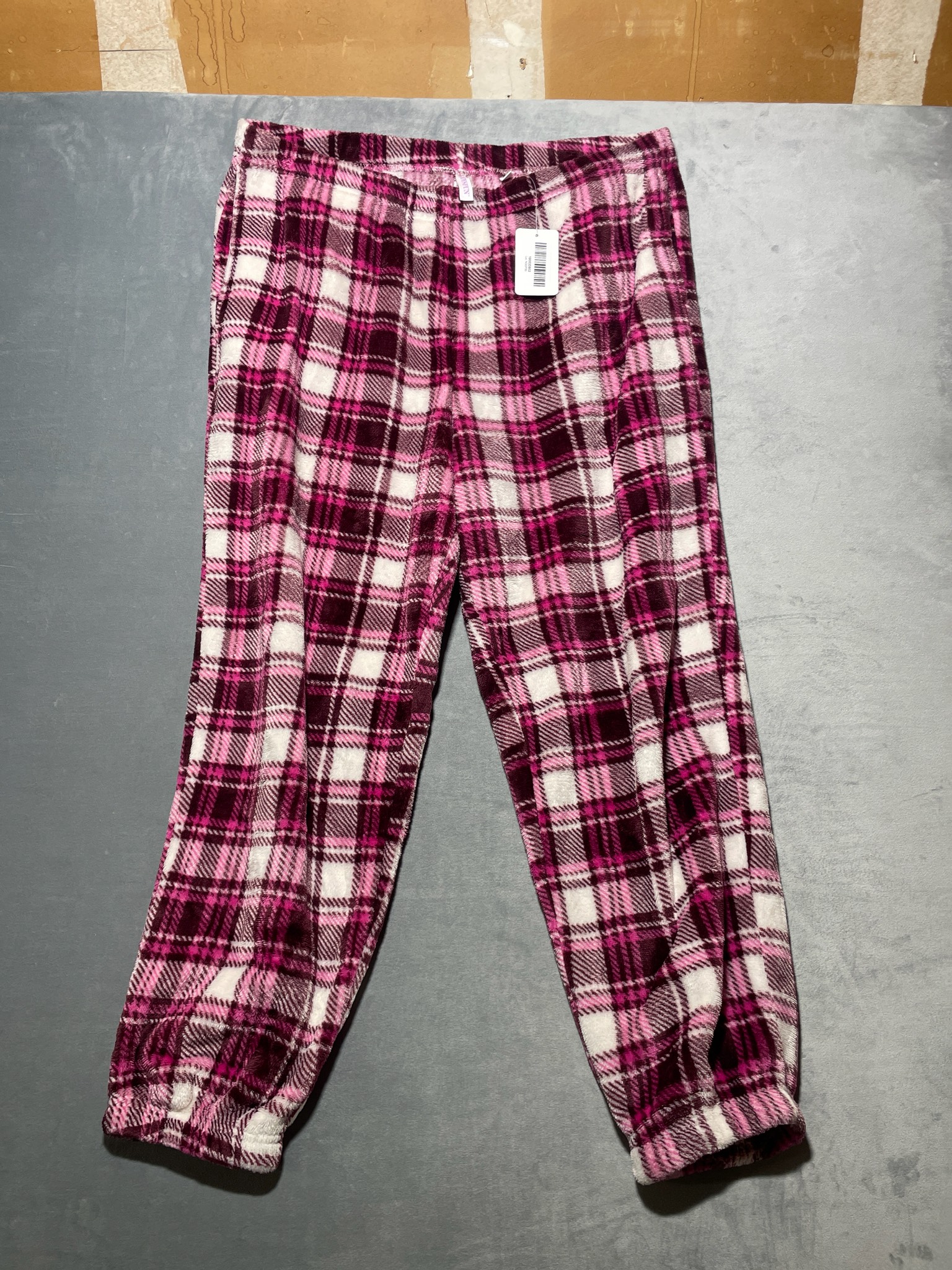 JOYSPUN Pink White Plaid Flannel Pajama Pants