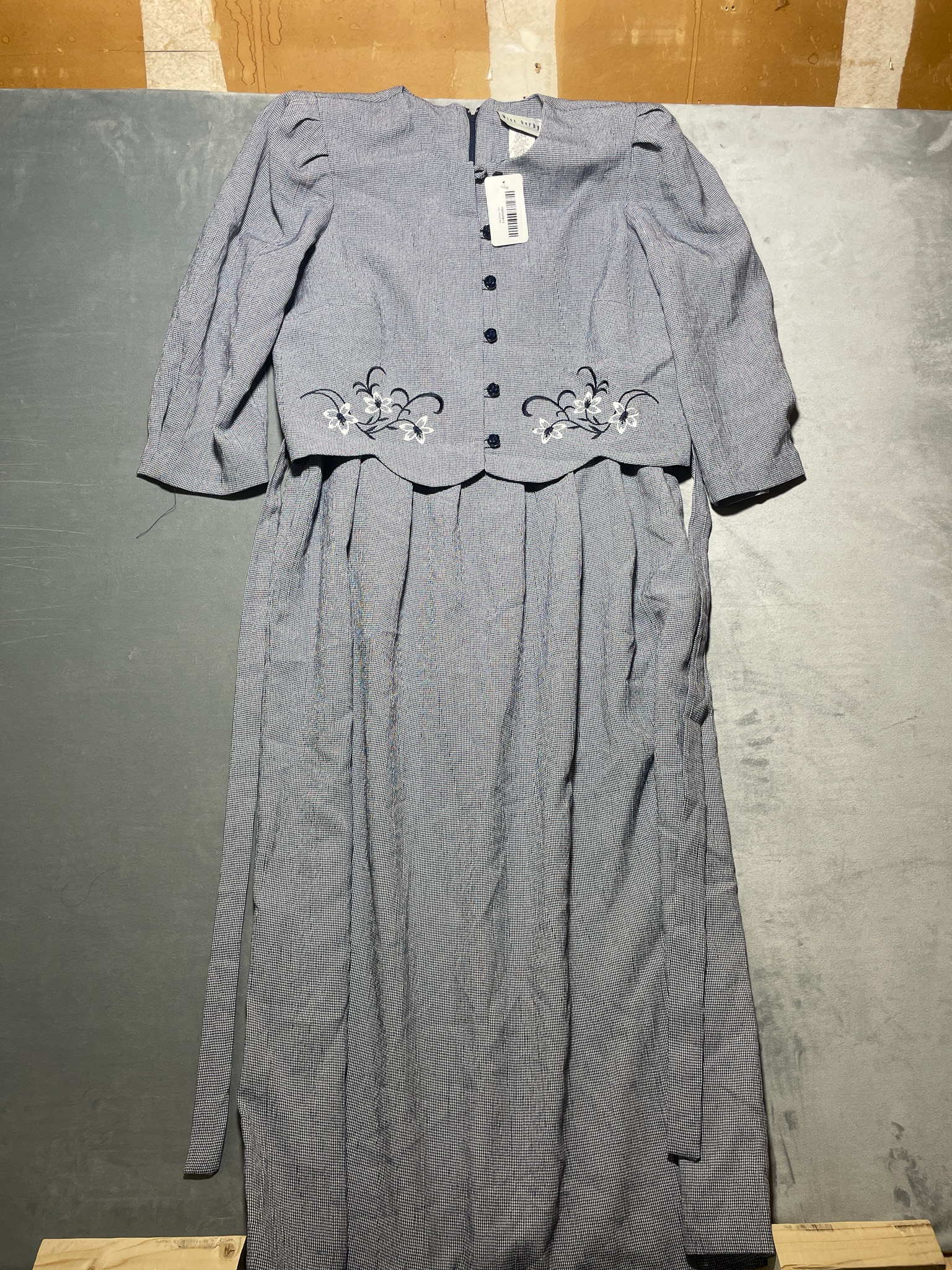 Miss Dorothy Blue White Checkered Two-Piece Outfit Size 14
