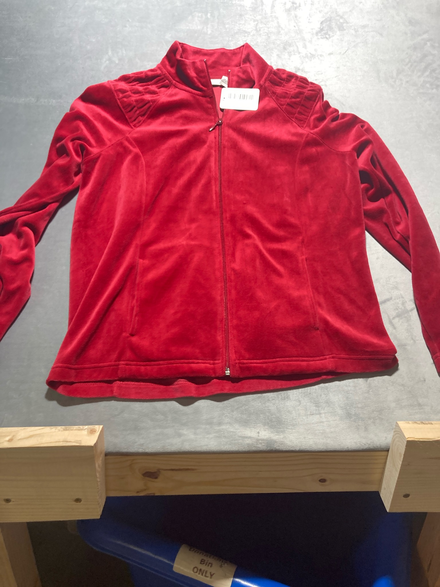 Kim Rogers Red Cotton Polyester Zip-up Jacket Size L