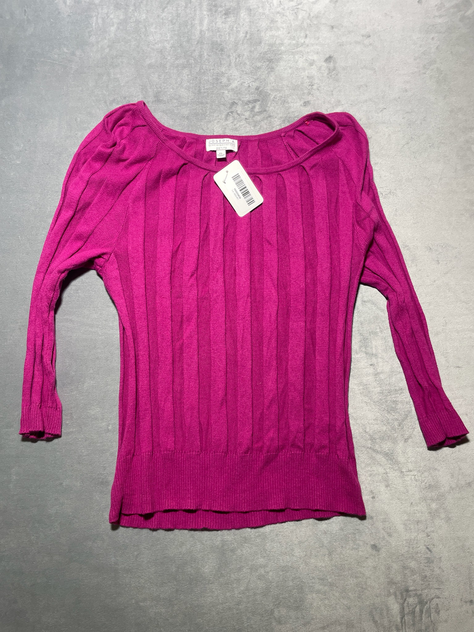 Joseph A. Pink Ribbed Long Sleeve Top Size PETITE