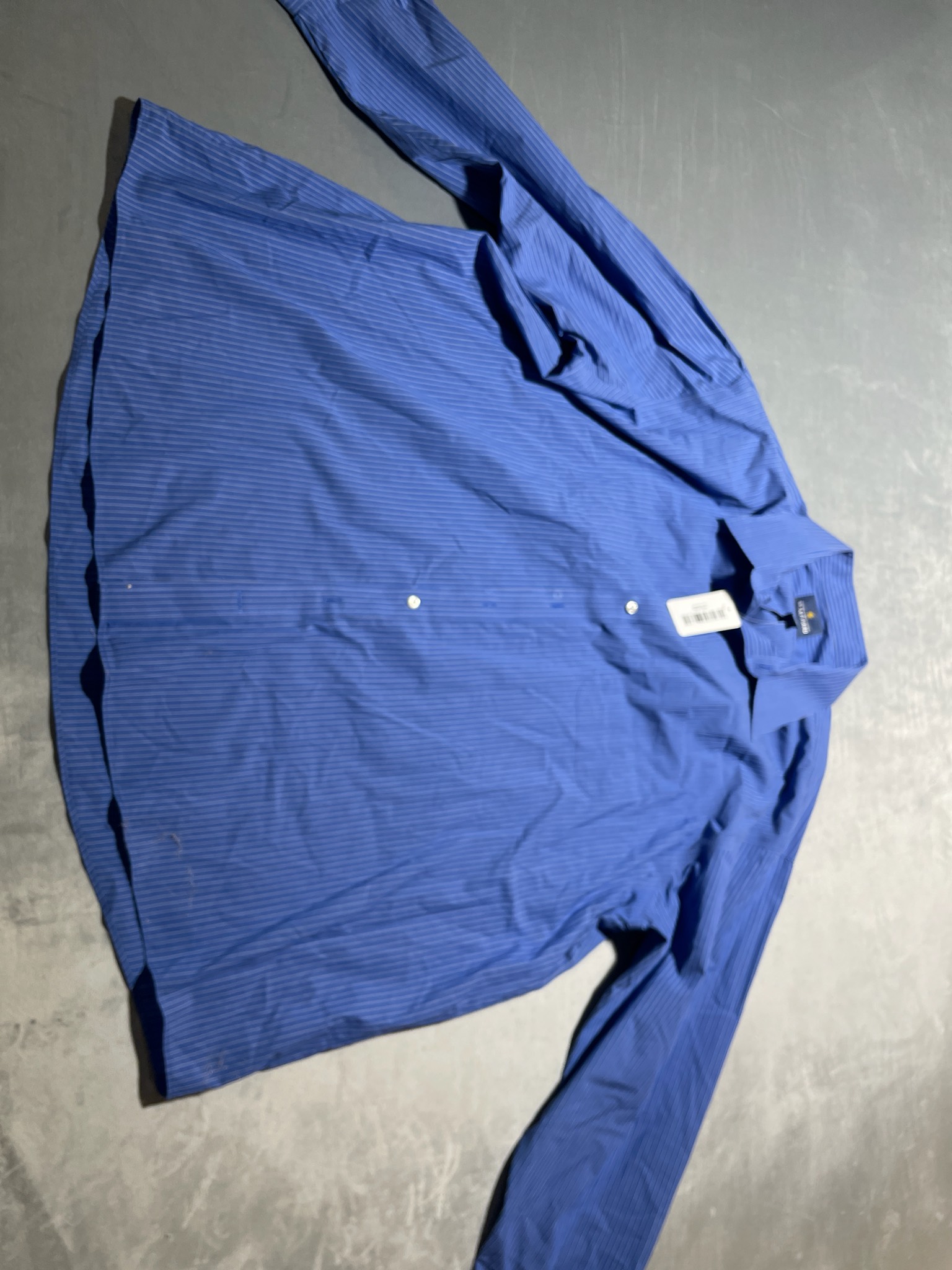 Stafford blue striped cotton blend button up shirt size 19