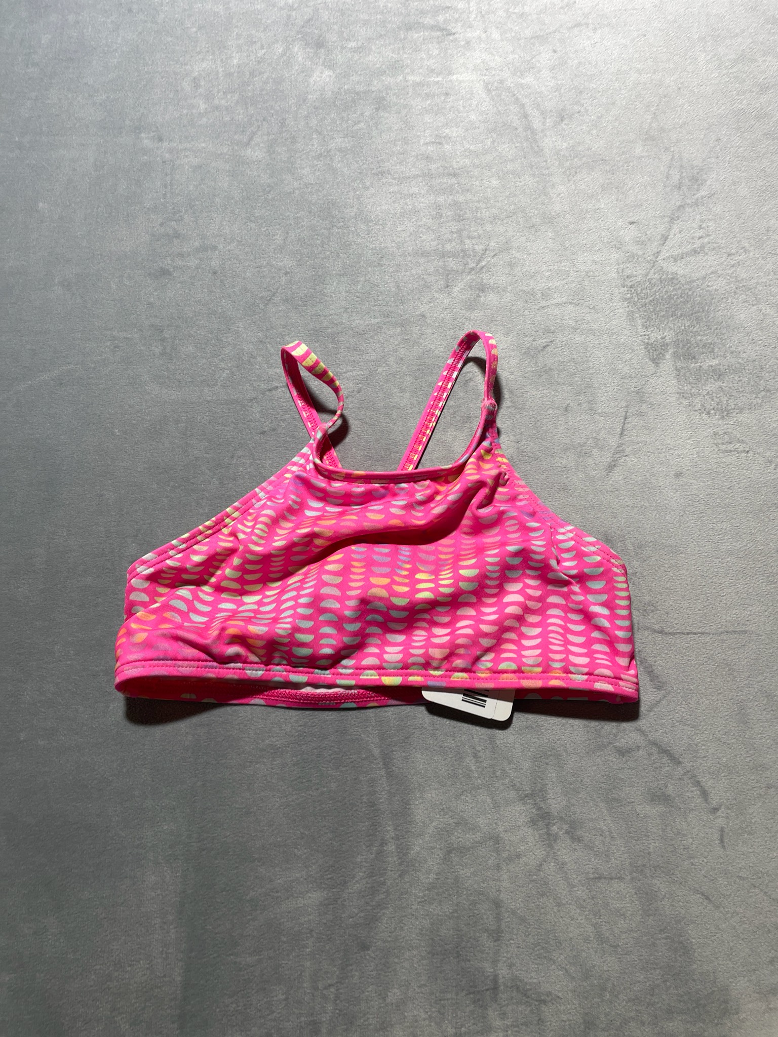 Lands End pink patterned polyester blend swim tops size 6