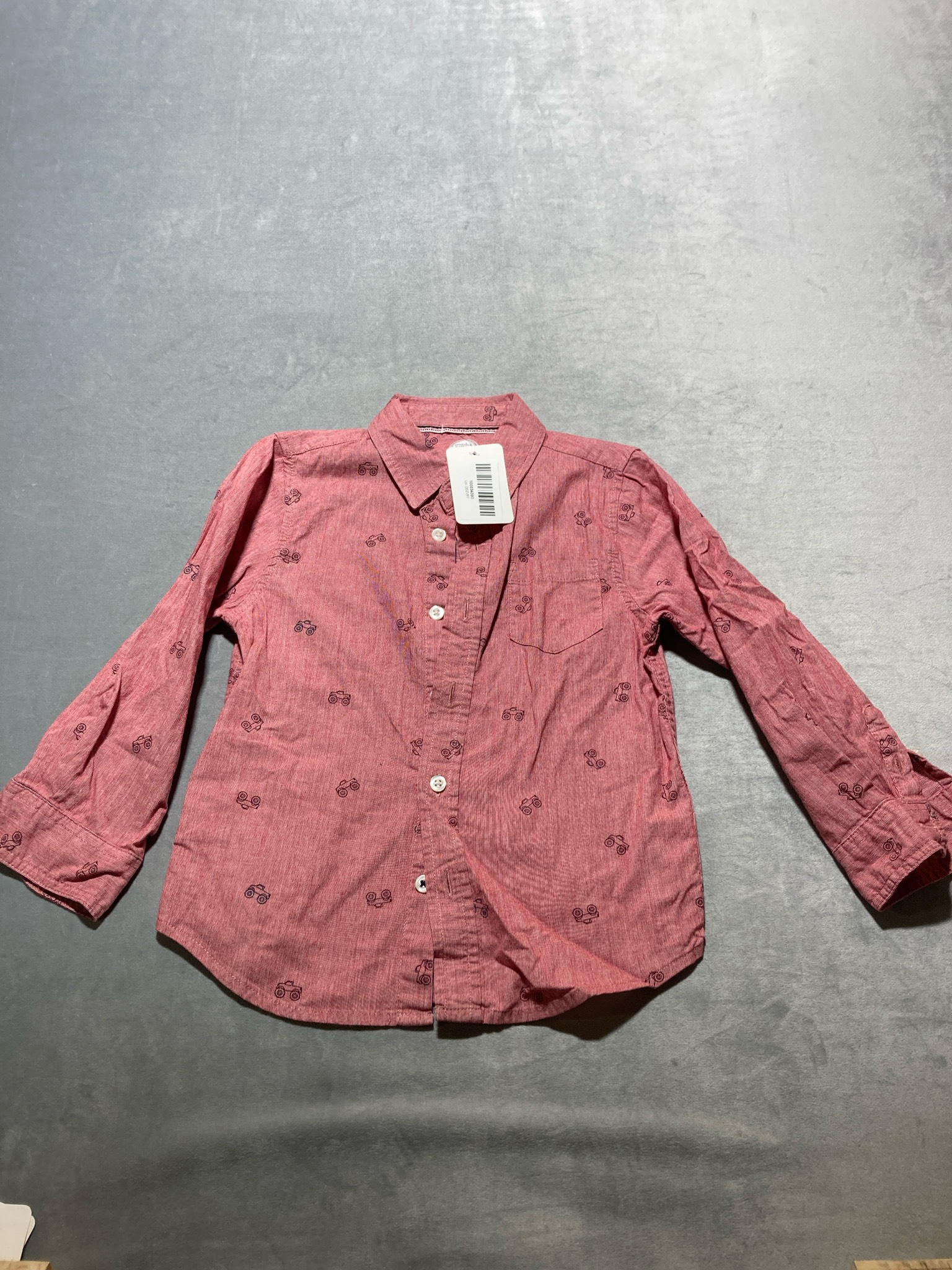 Wonder Nation Red Vehicle Print Woven Button-Up Shirt Size 5T