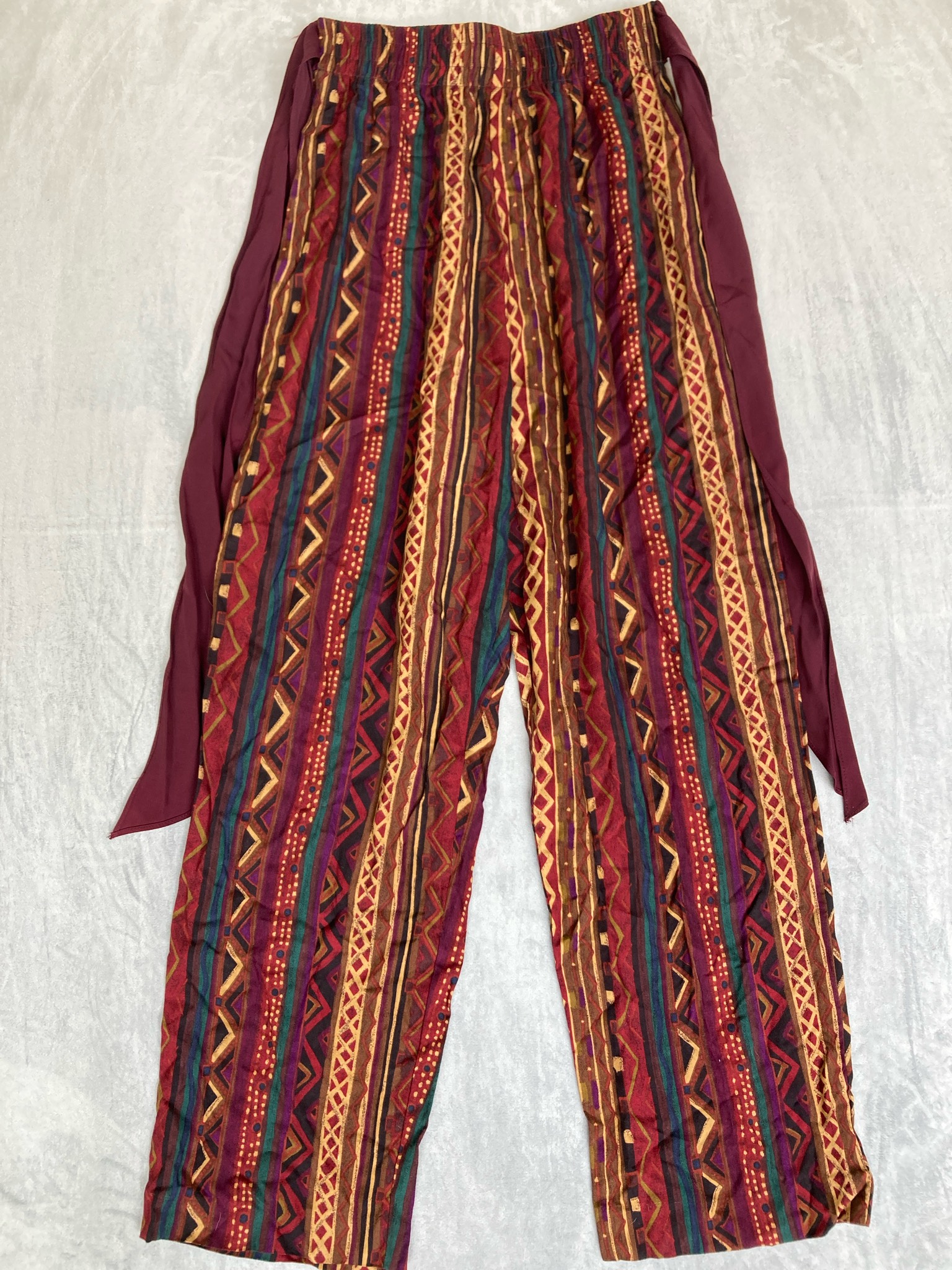 Burgundy Patterned Trousers Size 10