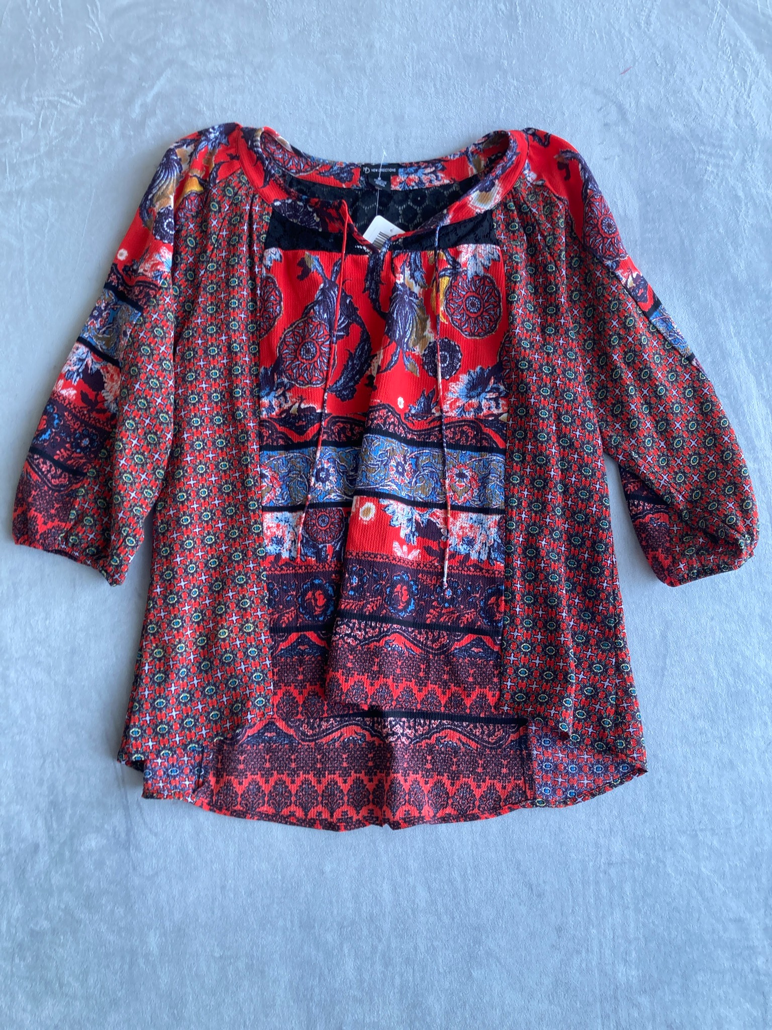 New Directions Colorful Patterned Blouse Size M