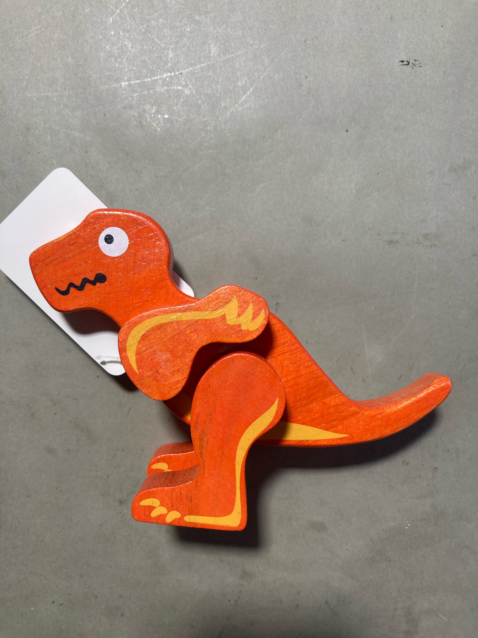 Orange Wooden Dinosaur Figurine