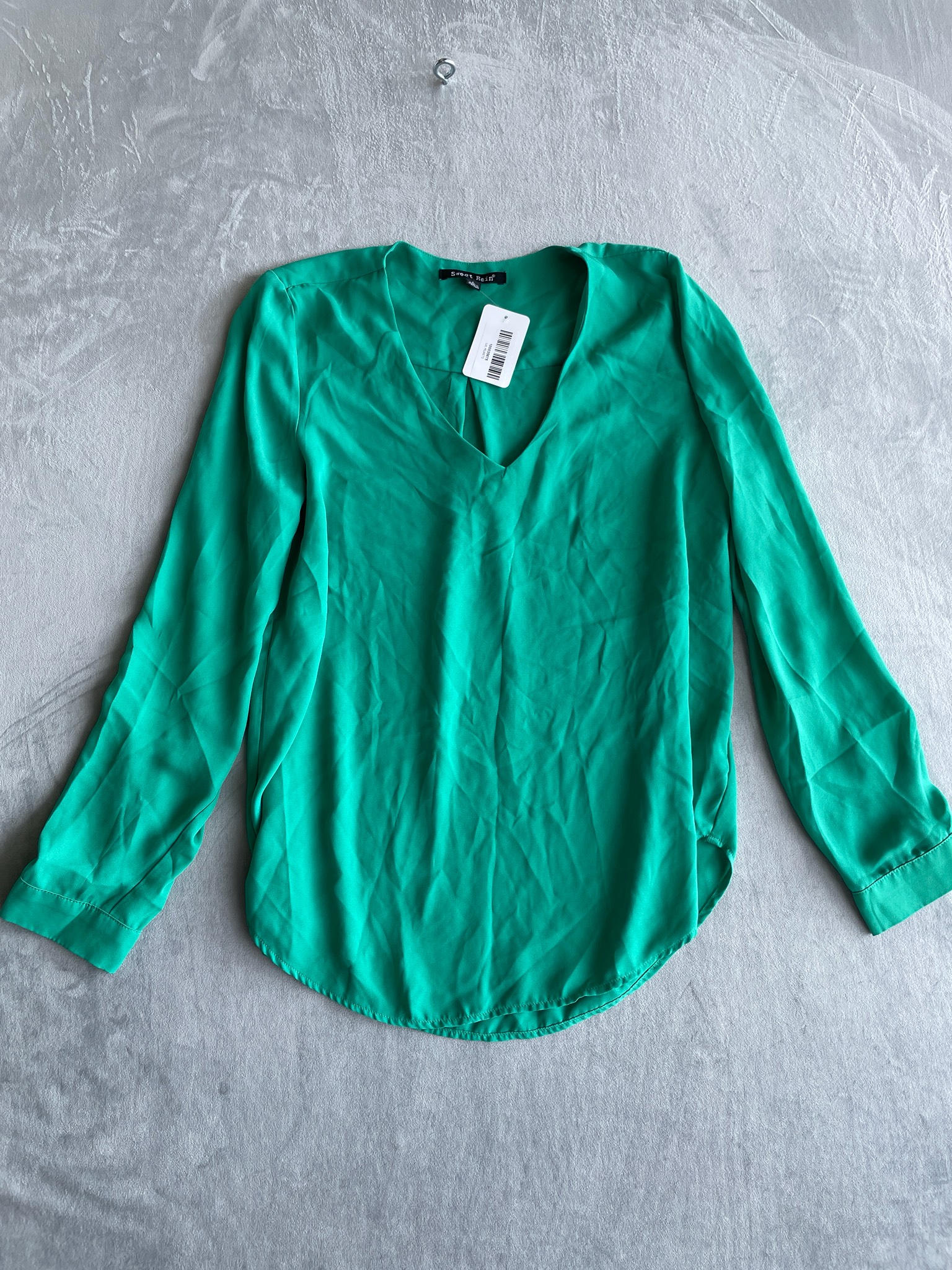 Sweet Rain Green Long Sleeve Blouse Size L