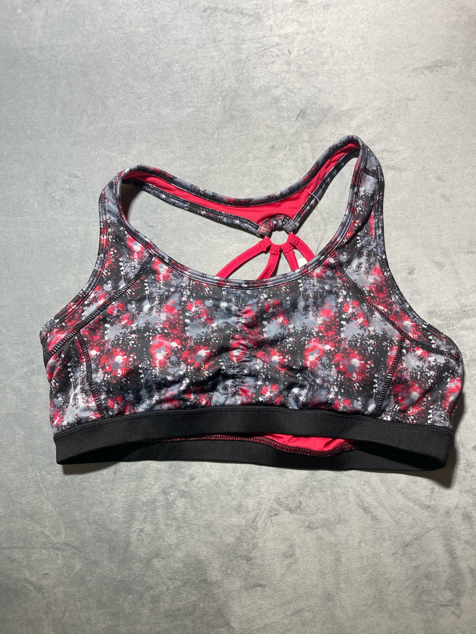 Vāsana Yoga Red Black Splatter Polyester-Spandex Sports Bra Size XL