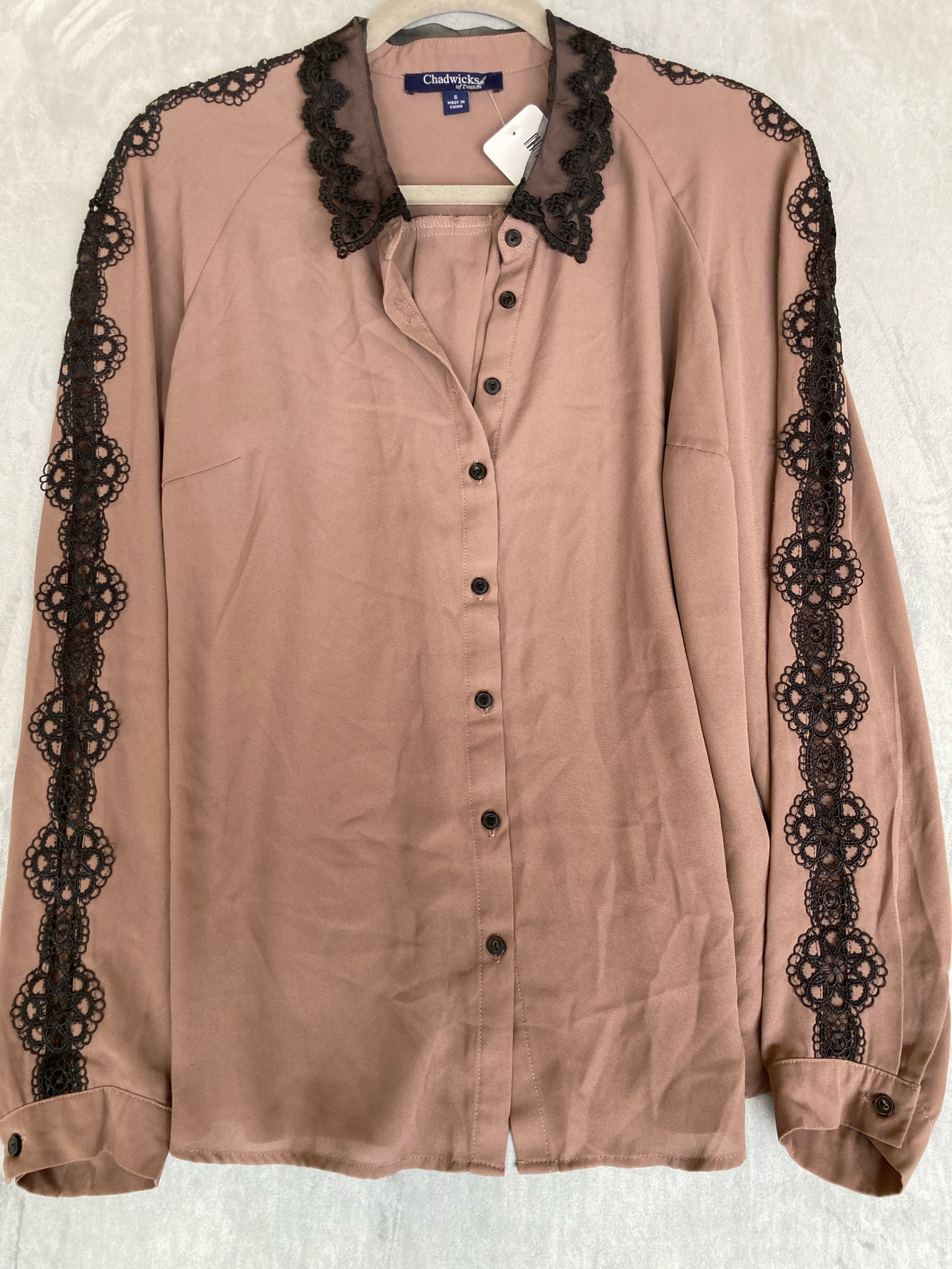 Chadwicks of Boston Brown Polyester Button-Up Shirt Size S