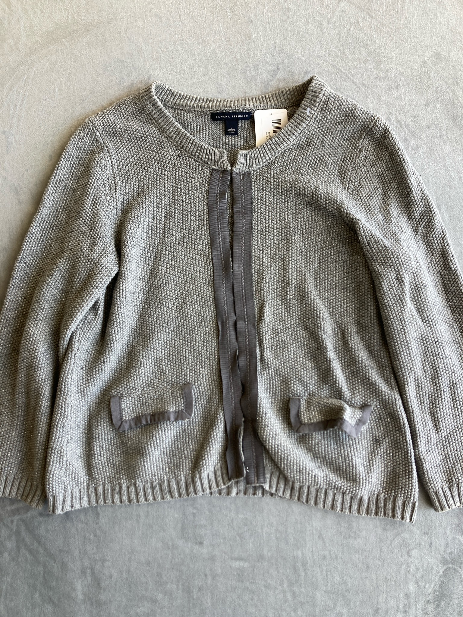 Banana Republic Light Grey Cardigan Sweater Size L