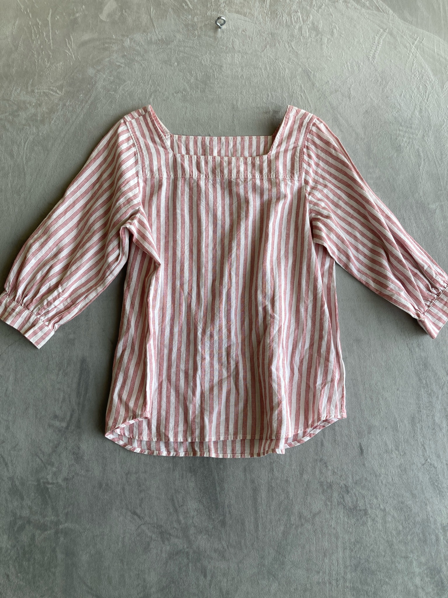 TIME TRU Red White Striped Long Sleeve Blouse Size S (4-6)