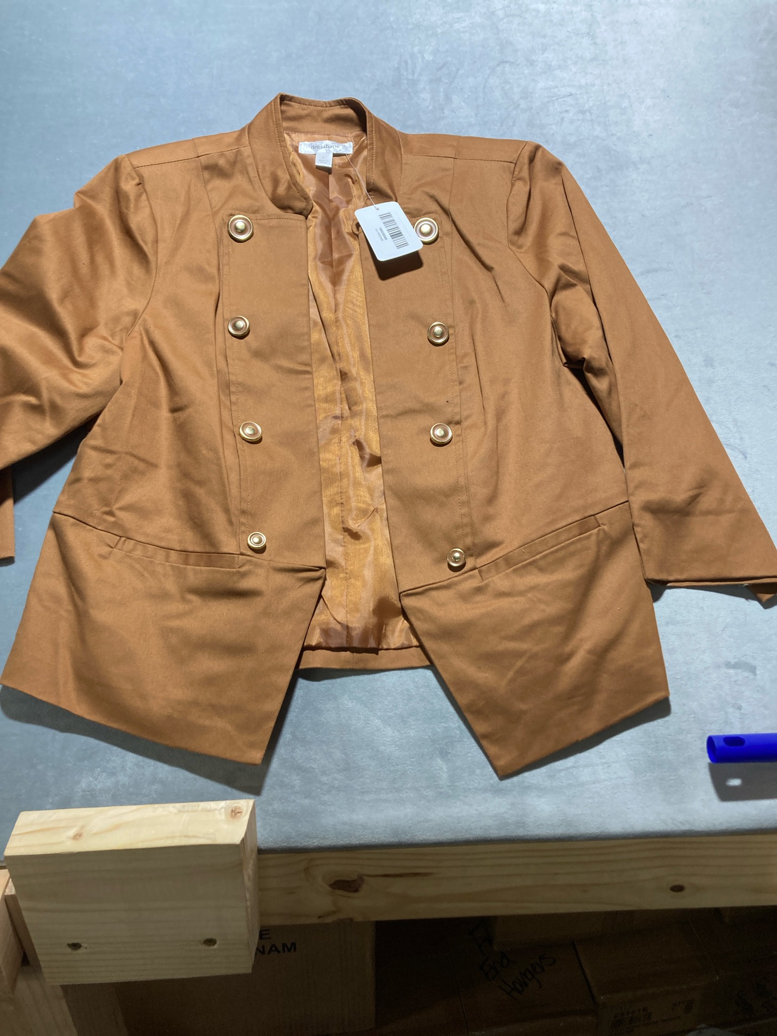 dressbarn Cognac Brown Woven Blazer Size L