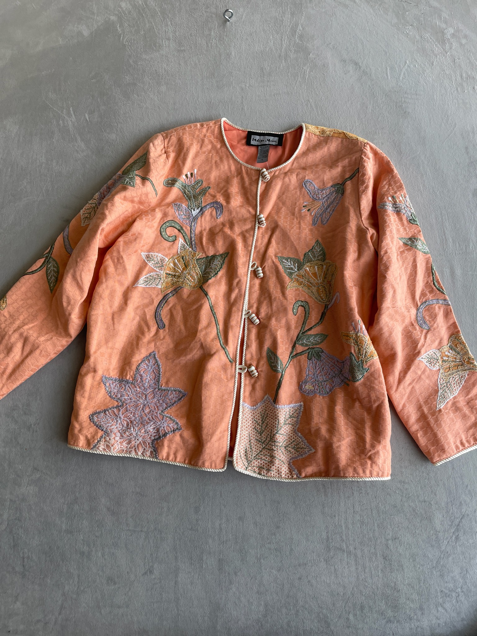 Indigo Moon Coral Peach Cotton Rayon Jacket Size L