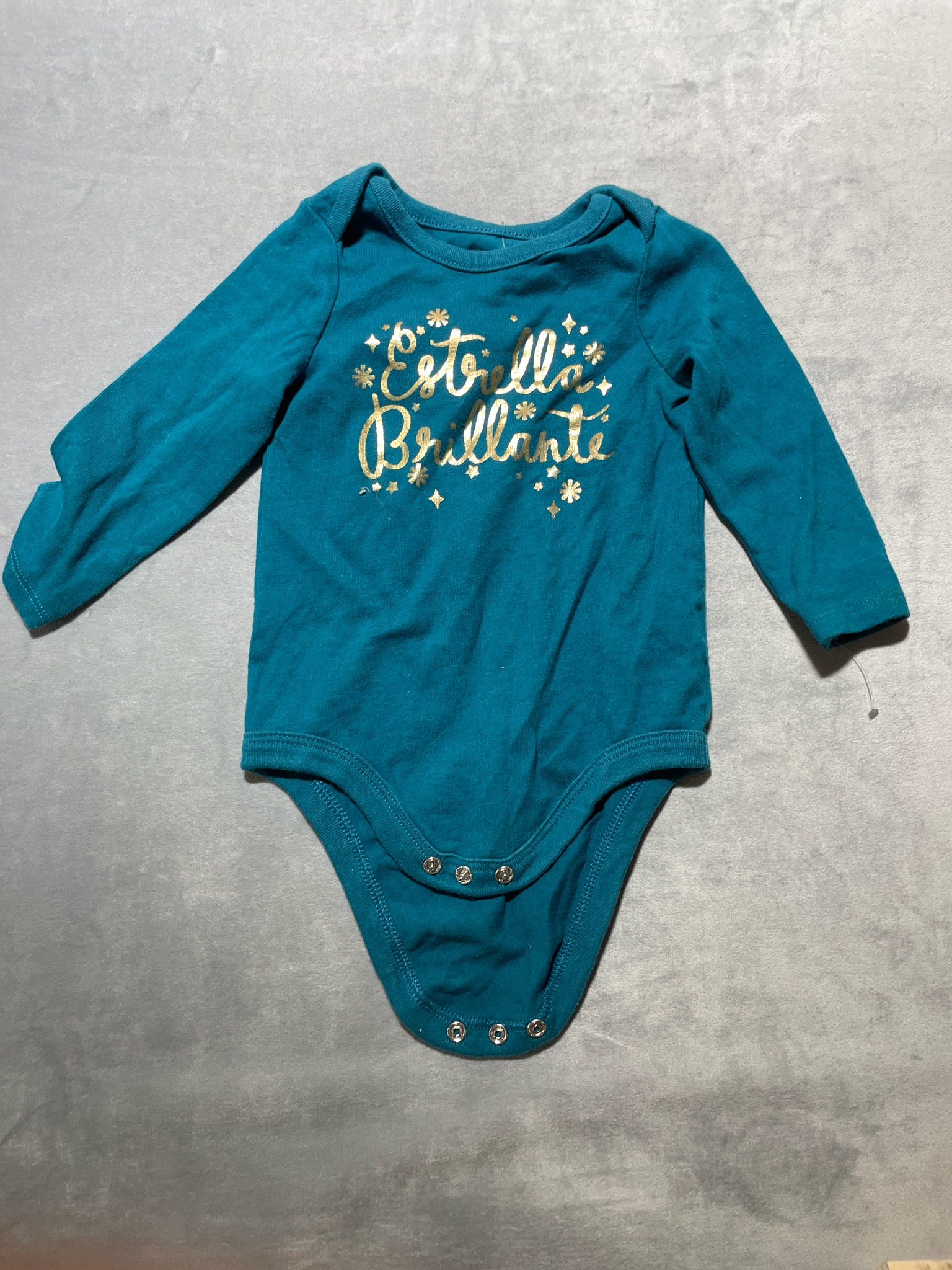 Cat & Jack Teal Long-Sleeved Baby Bodysuit Size 6M-9M