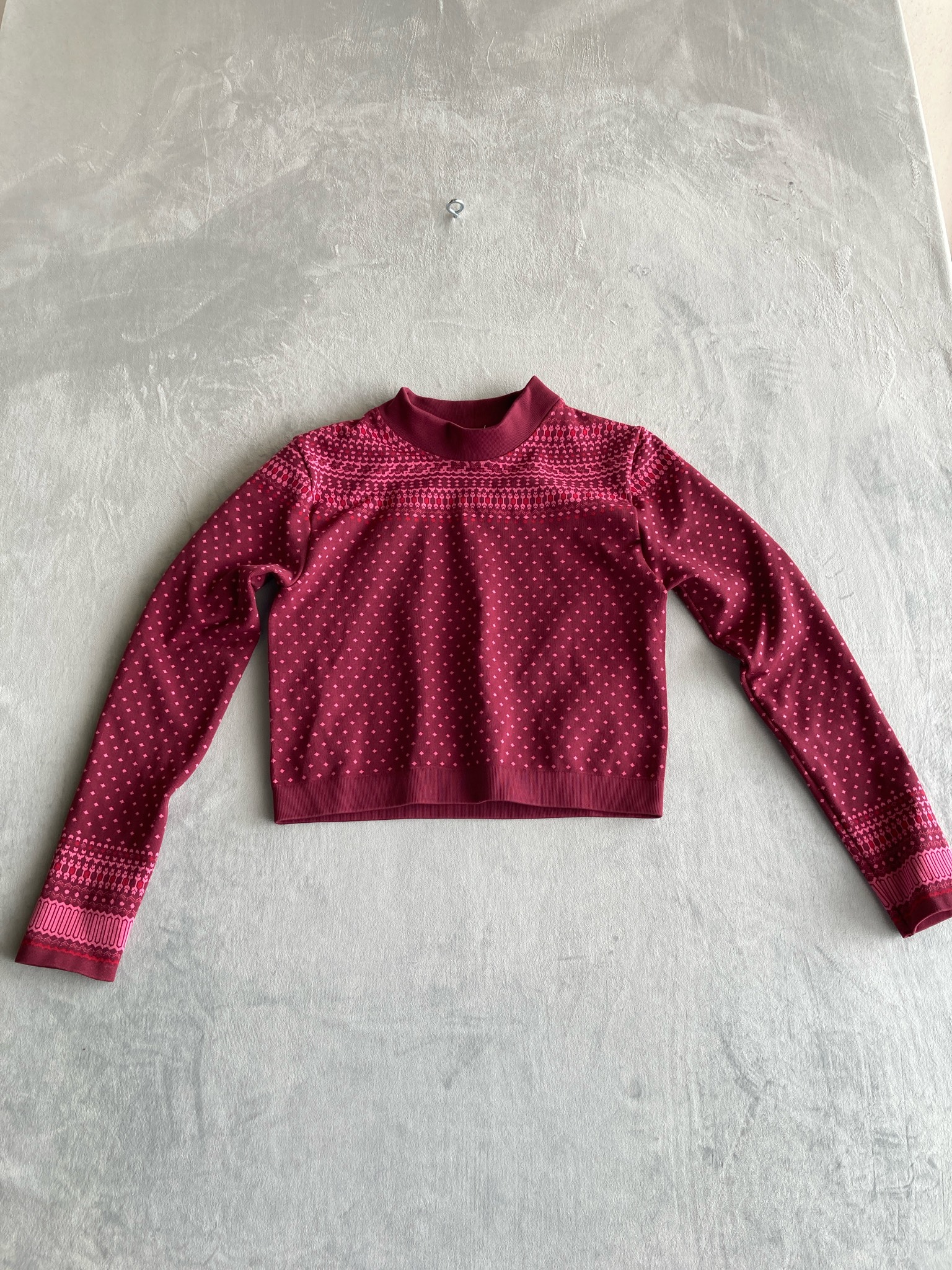 Burgundy Pink Dot Knit Sweater