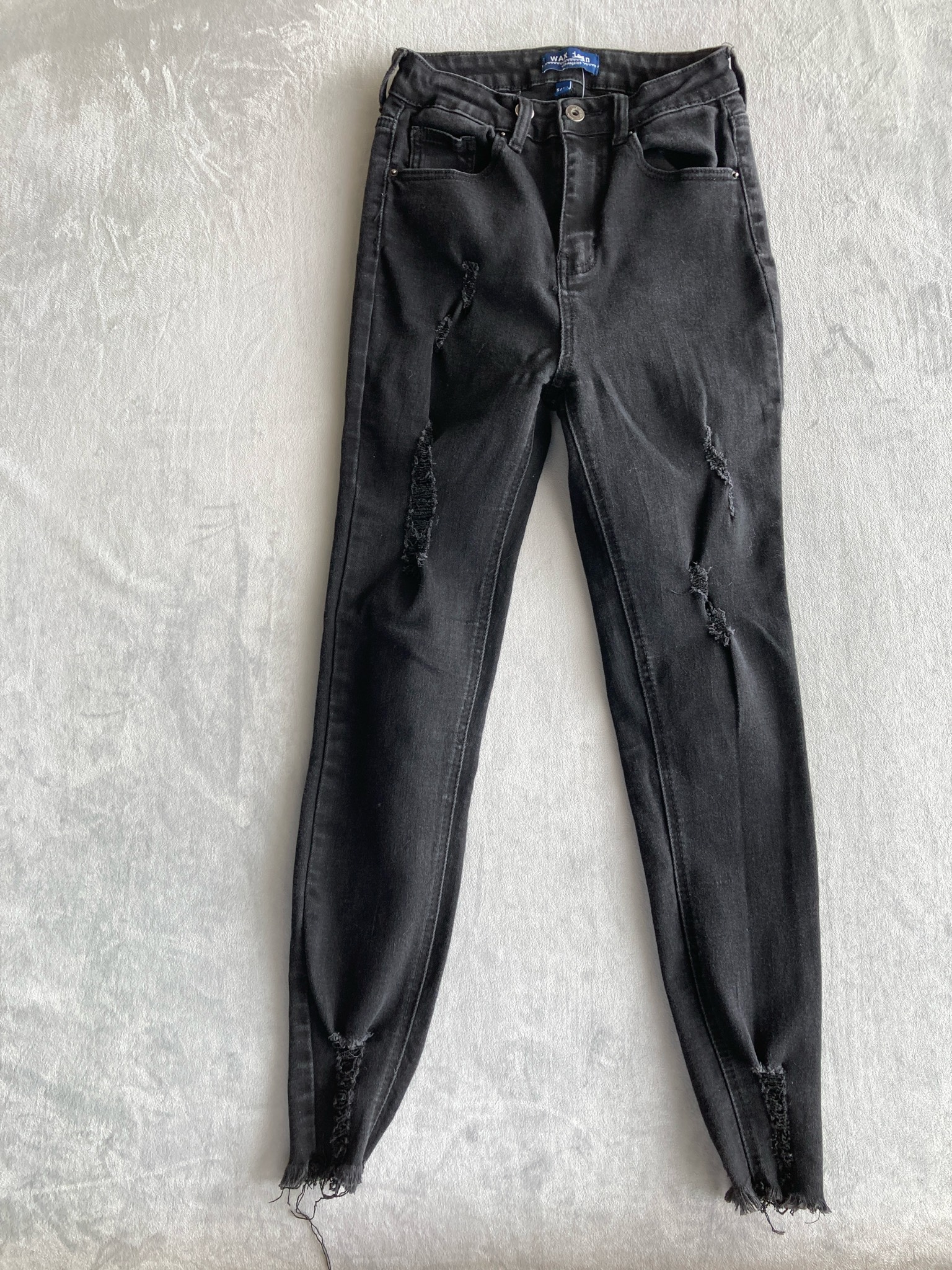 WAX jean Black Distressed Denim Skinny Jeans Size Size 27