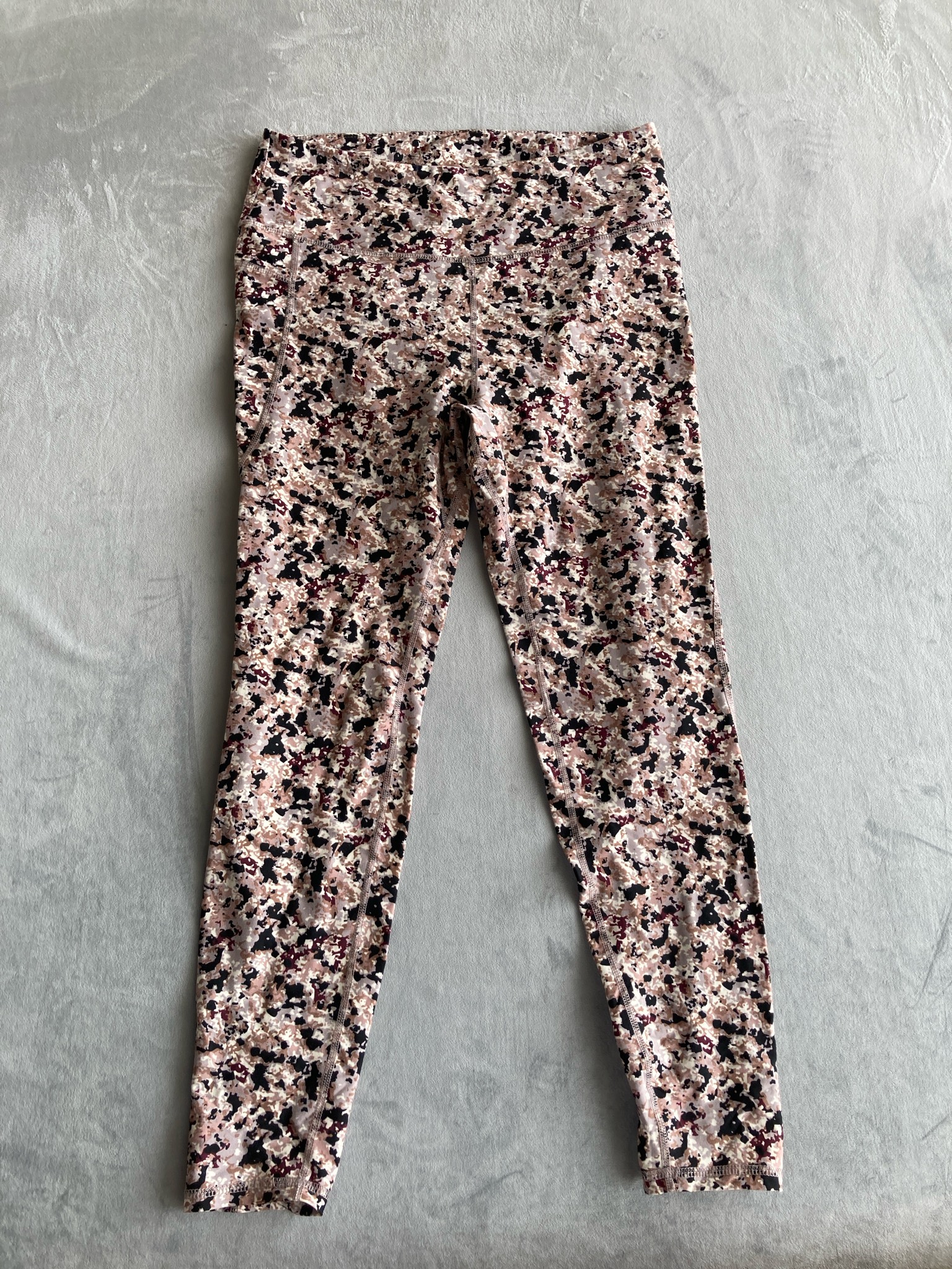 Crane Pink Blush Abstract Print Stretch Knit Leggings Size XL