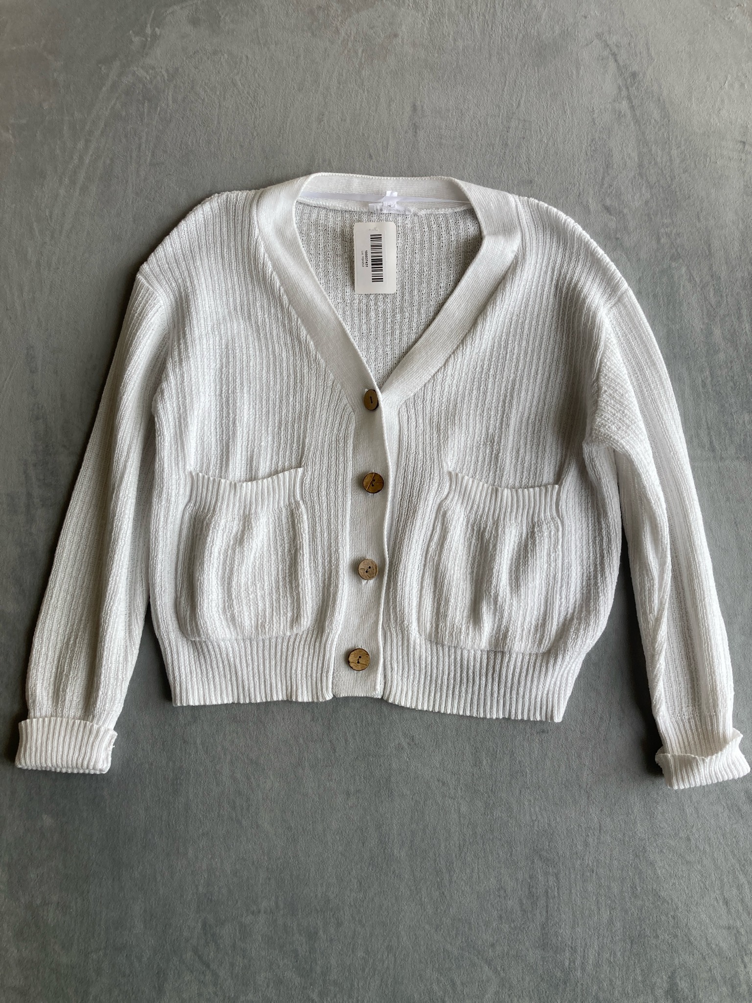 Westbound White Open Knit Cardigan Size S