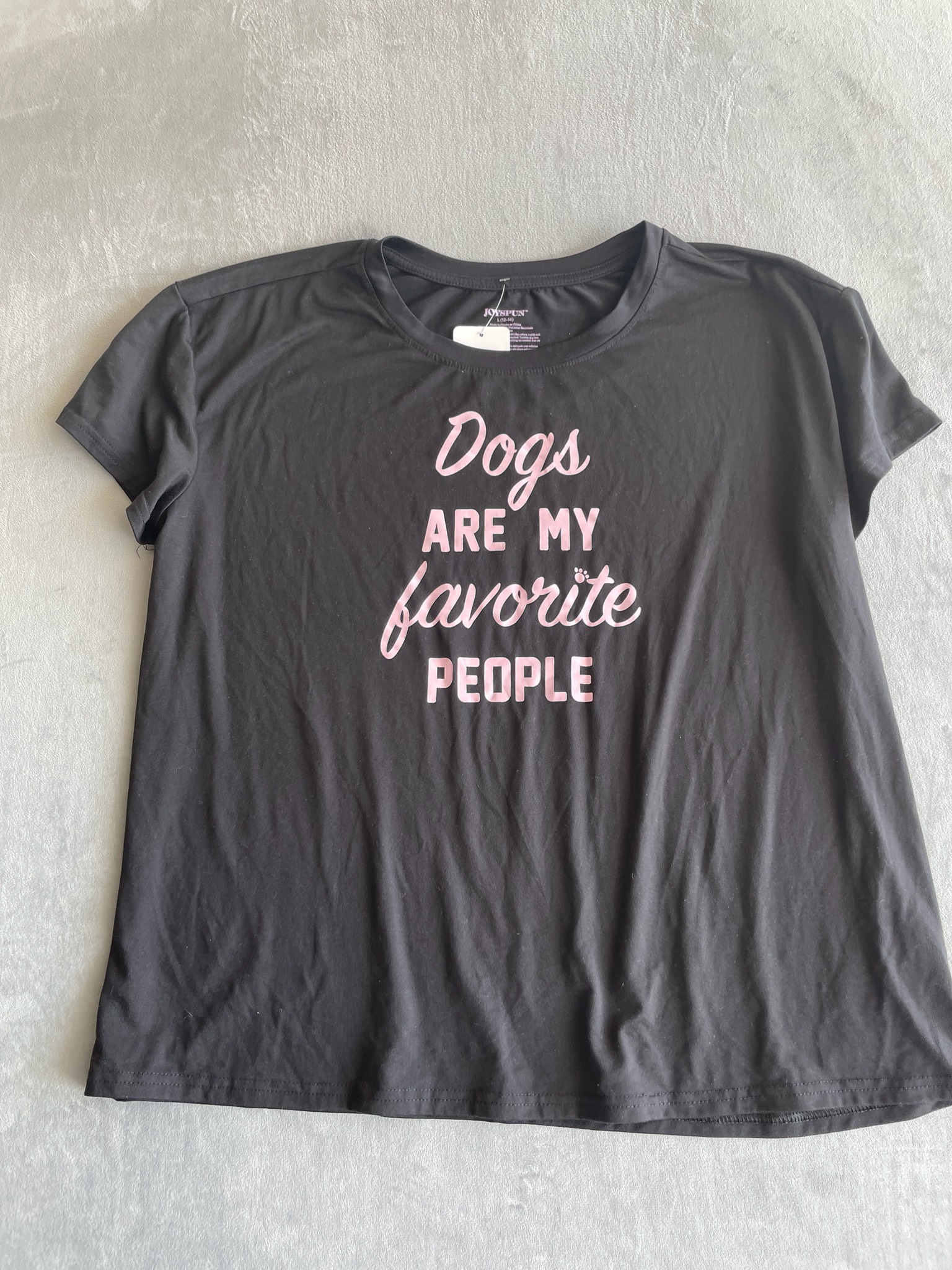 Joyspun Black Recycled Polyester-Spandex T-Shirt Size L (12-14)