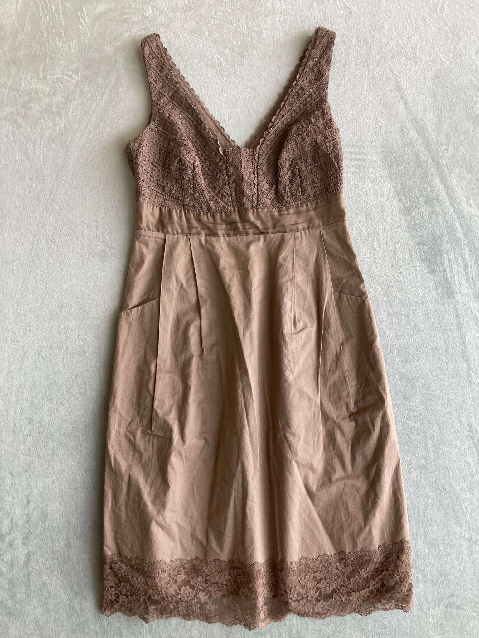 Moulinette Soeurs Brown Fitted Lace Dress Size 4