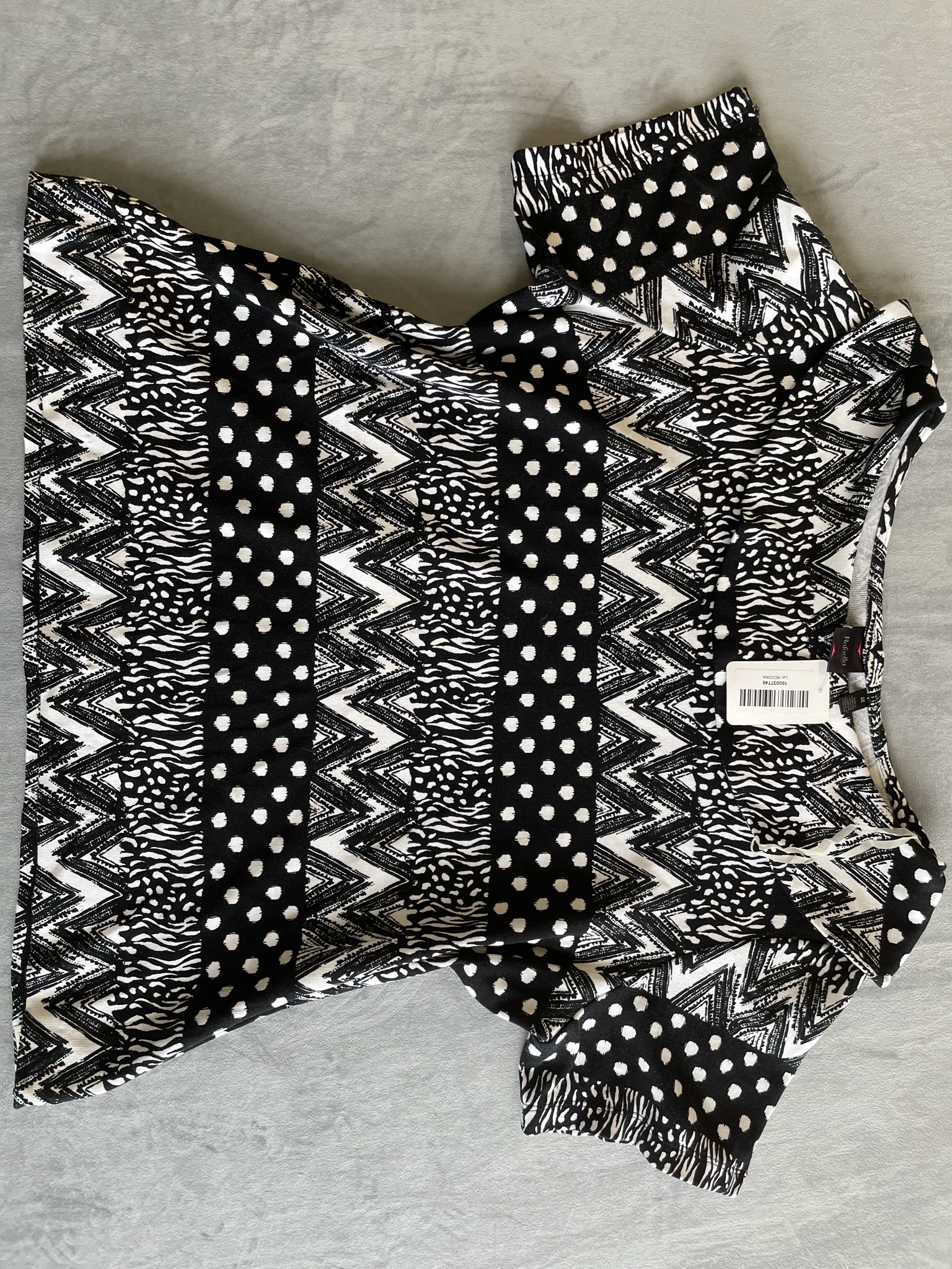 Rafaella Black White Cotton Short Sleeve Top Size 2X