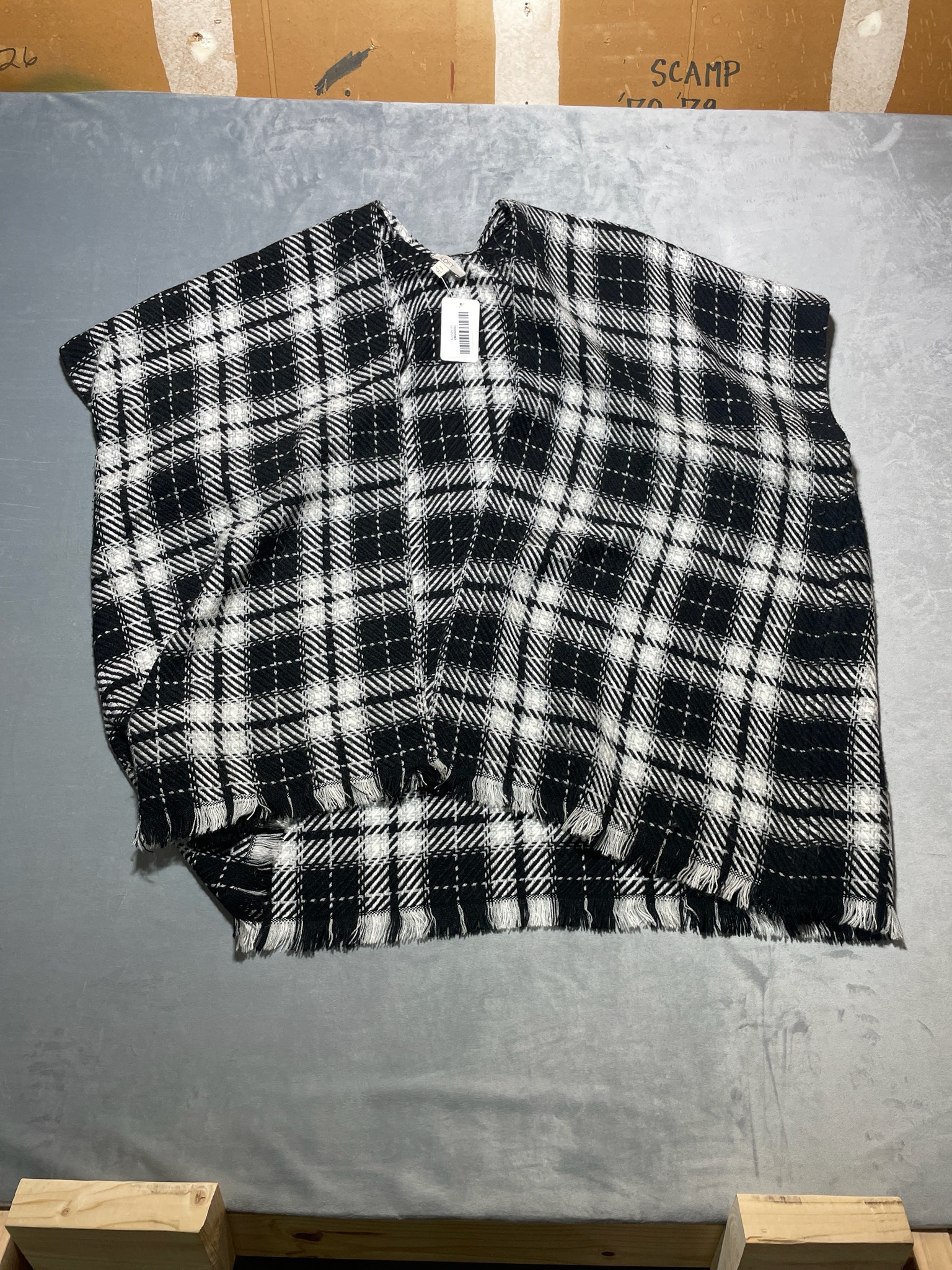 LOFT Black and White Plaid Cardigan Size M/L