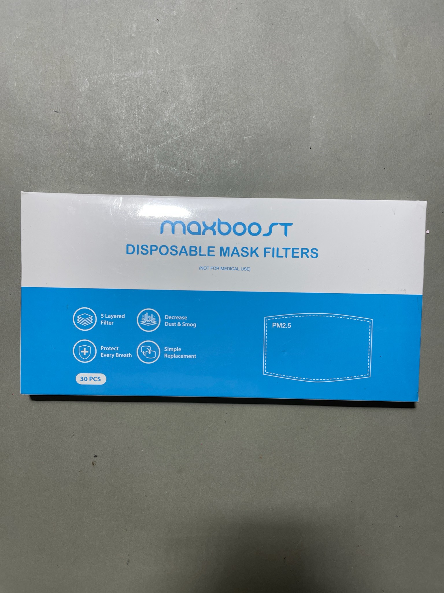 maxboost Blue White Disposable Mask Filters Size 30 PCS