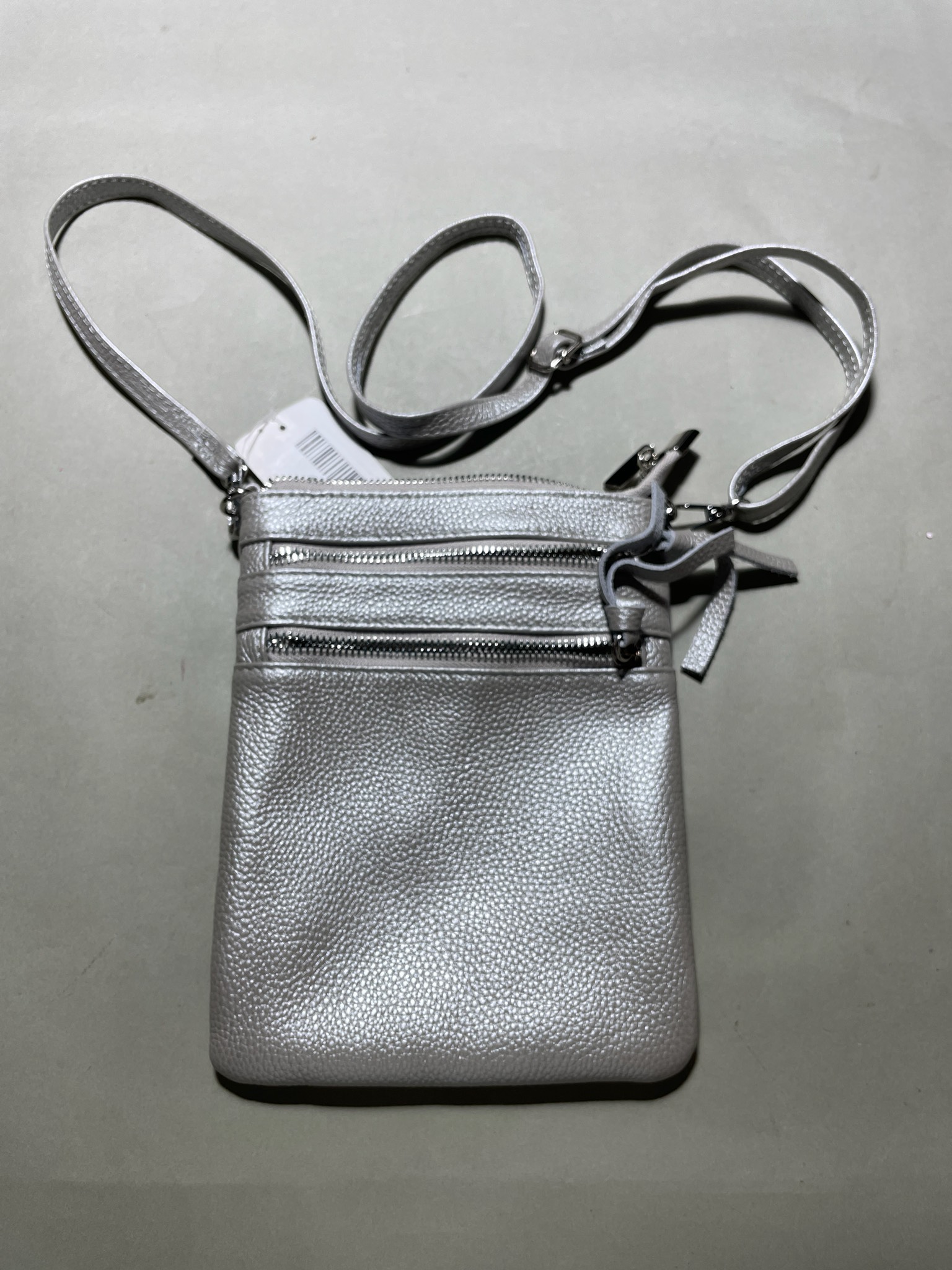 Silver Textured Crossbody Bag